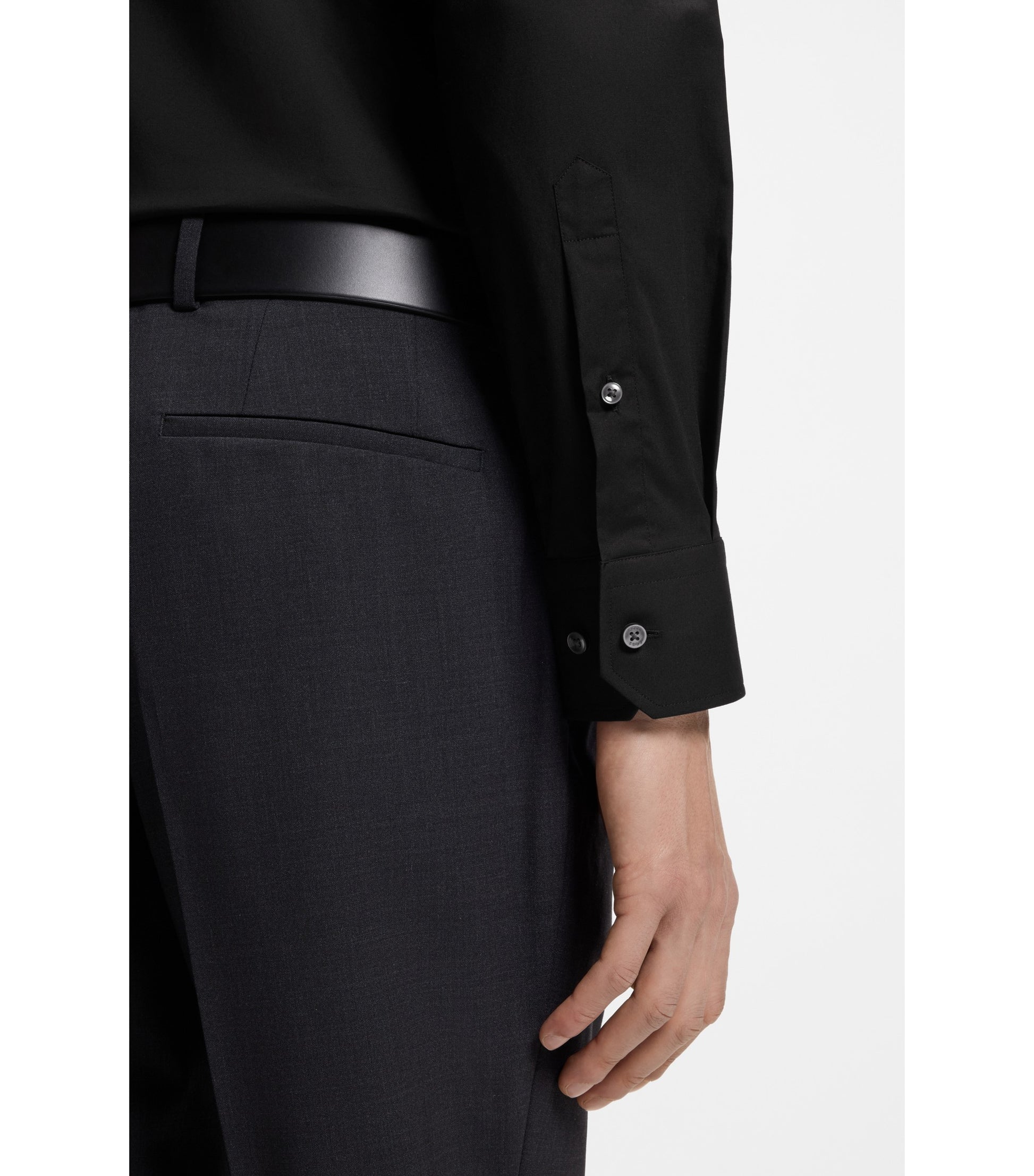 Regular-fit shirt in easy-iron stretch-cotton poplin
