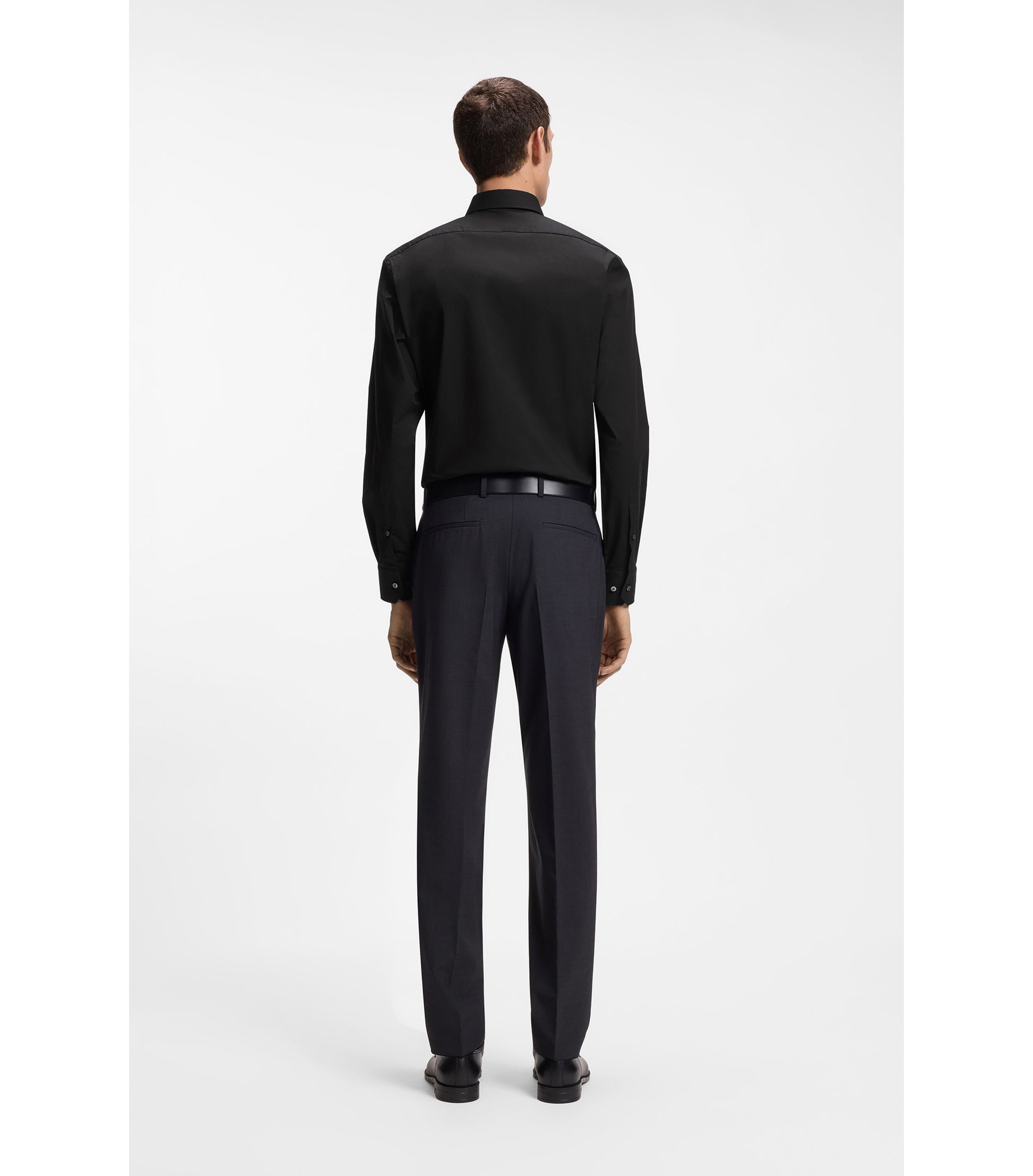 Regular-fit shirt in easy-iron stretch-cotton poplin