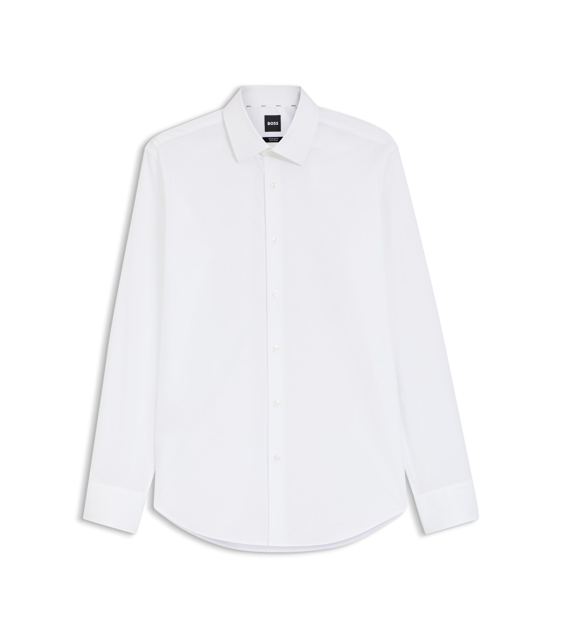 Regular-fit shirt in easy-iron stretch-cotton poplin