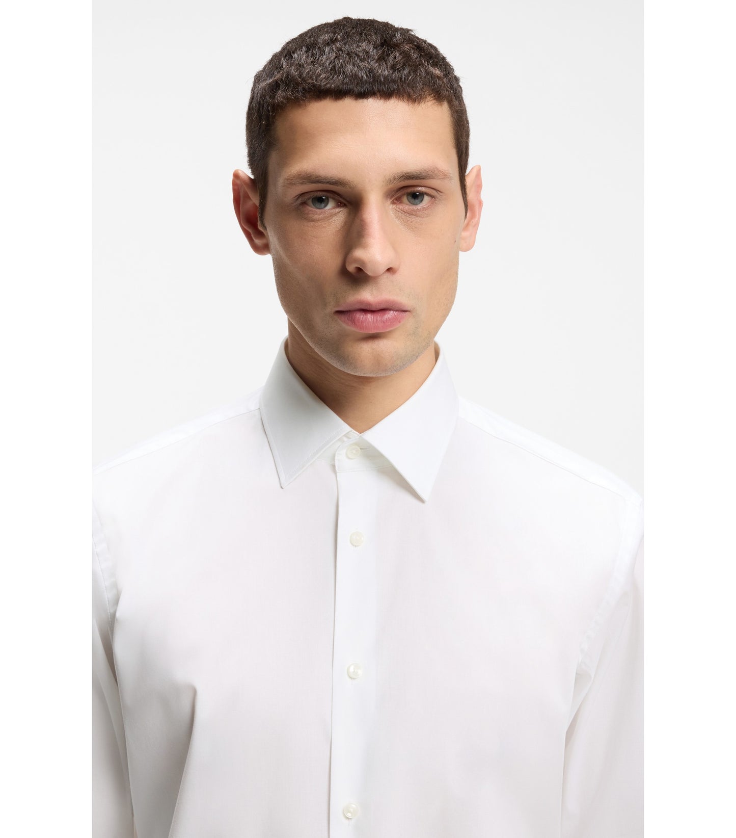 Regular-fit shirt in easy-iron stretch-cotton poplin