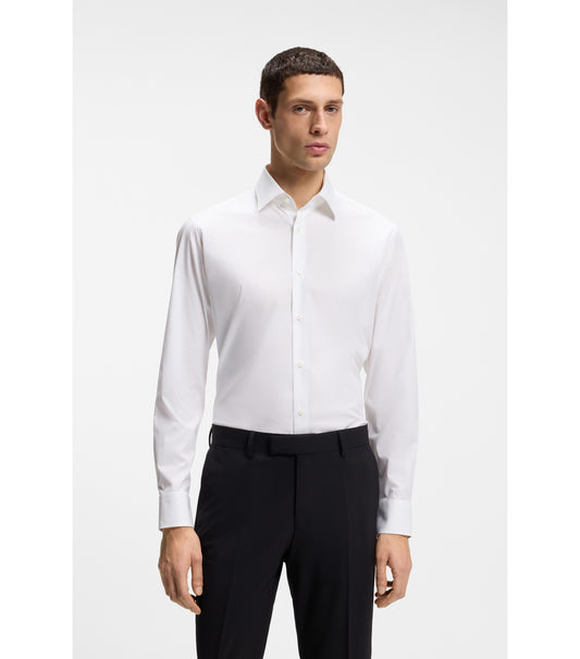 Regular-fit shirt in easy-iron stretch-cotton poplin