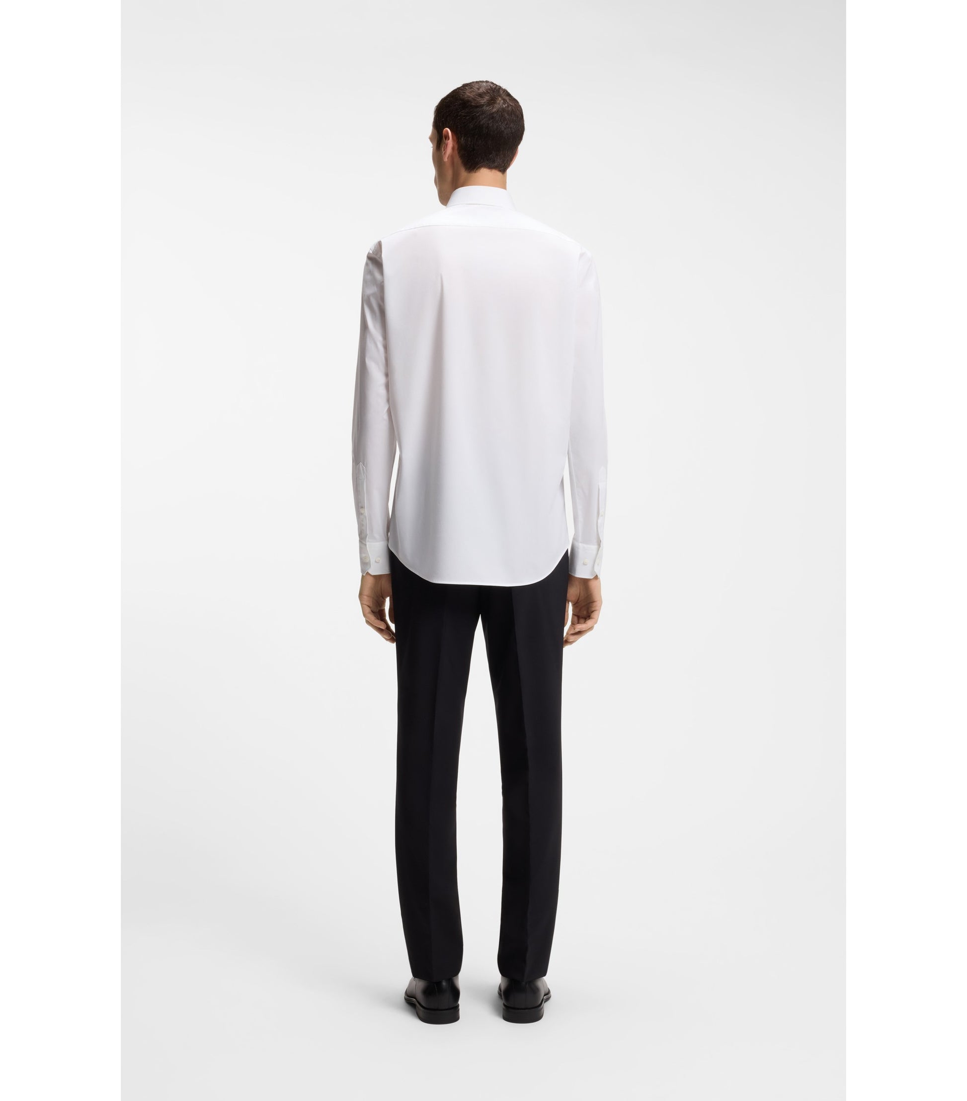 Regular-fit shirt in easy-iron stretch-cotton poplin