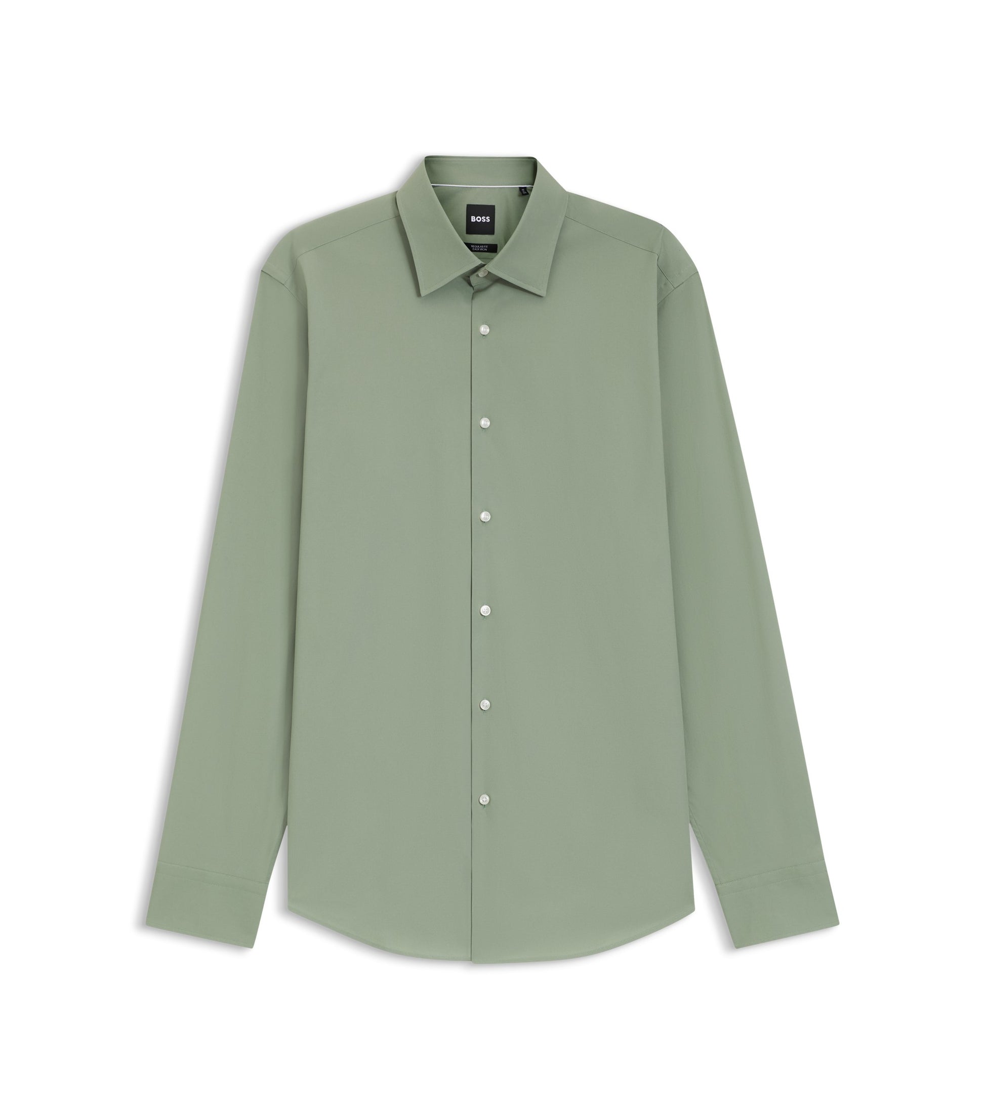 Regular-fit shirt in easy-iron stretch-cotton poplin