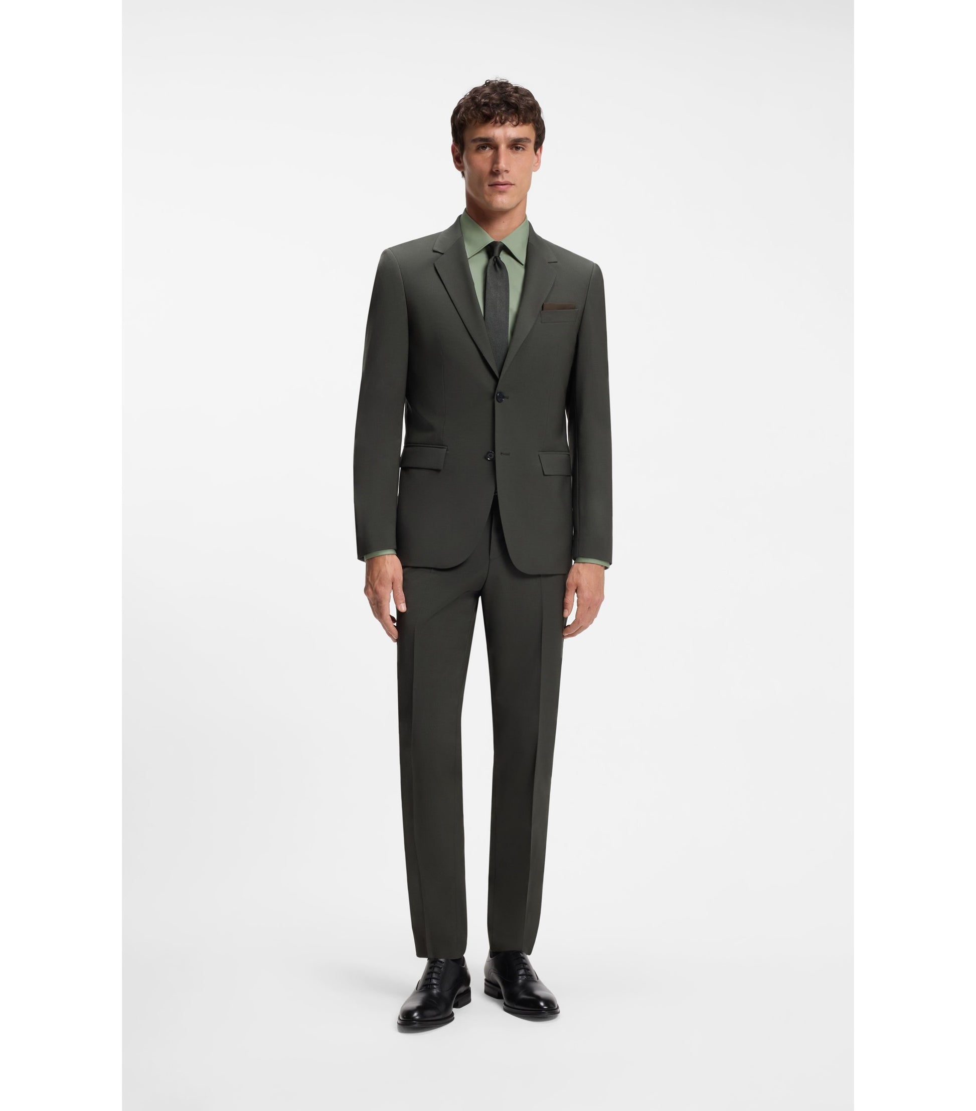 Regular-fit shirt in easy-iron stretch-cotton poplin