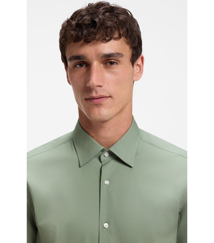 Regular-fit shirt in easy-iron stretch-cotton poplin