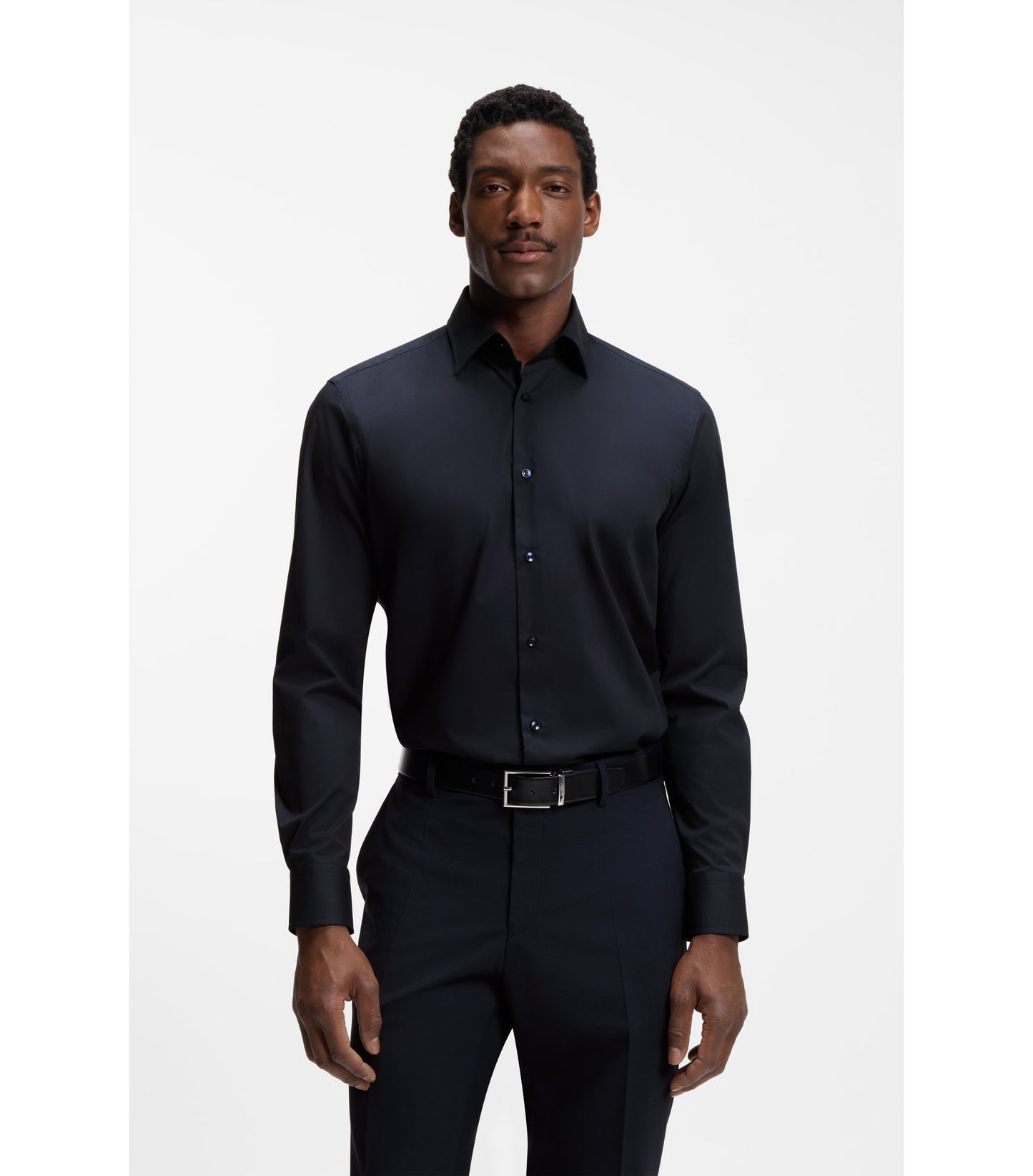Regular-fit shirt in easy-iron stretch-cotton poplin