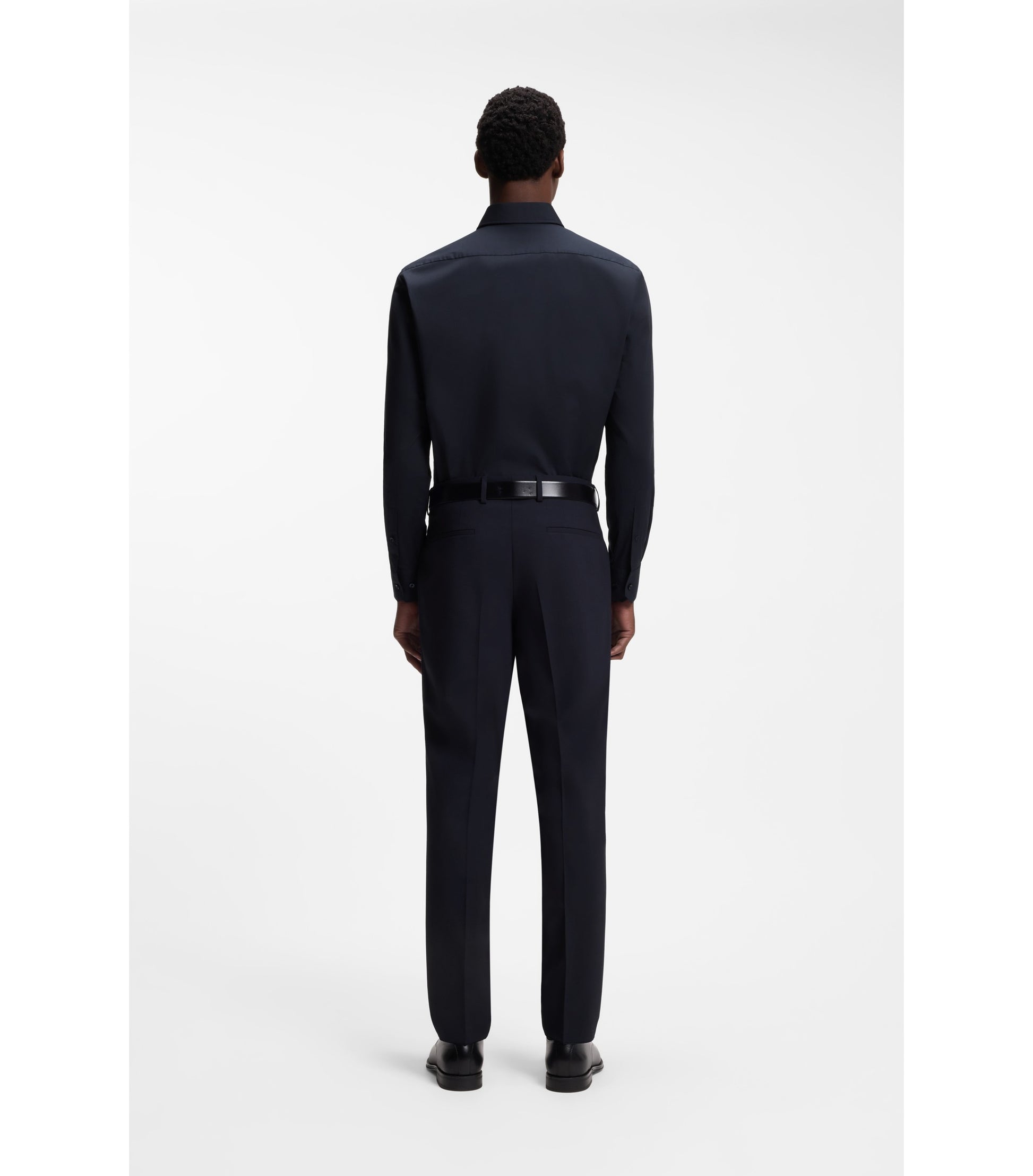 Regular-fit shirt in easy-iron stretch-cotton poplin