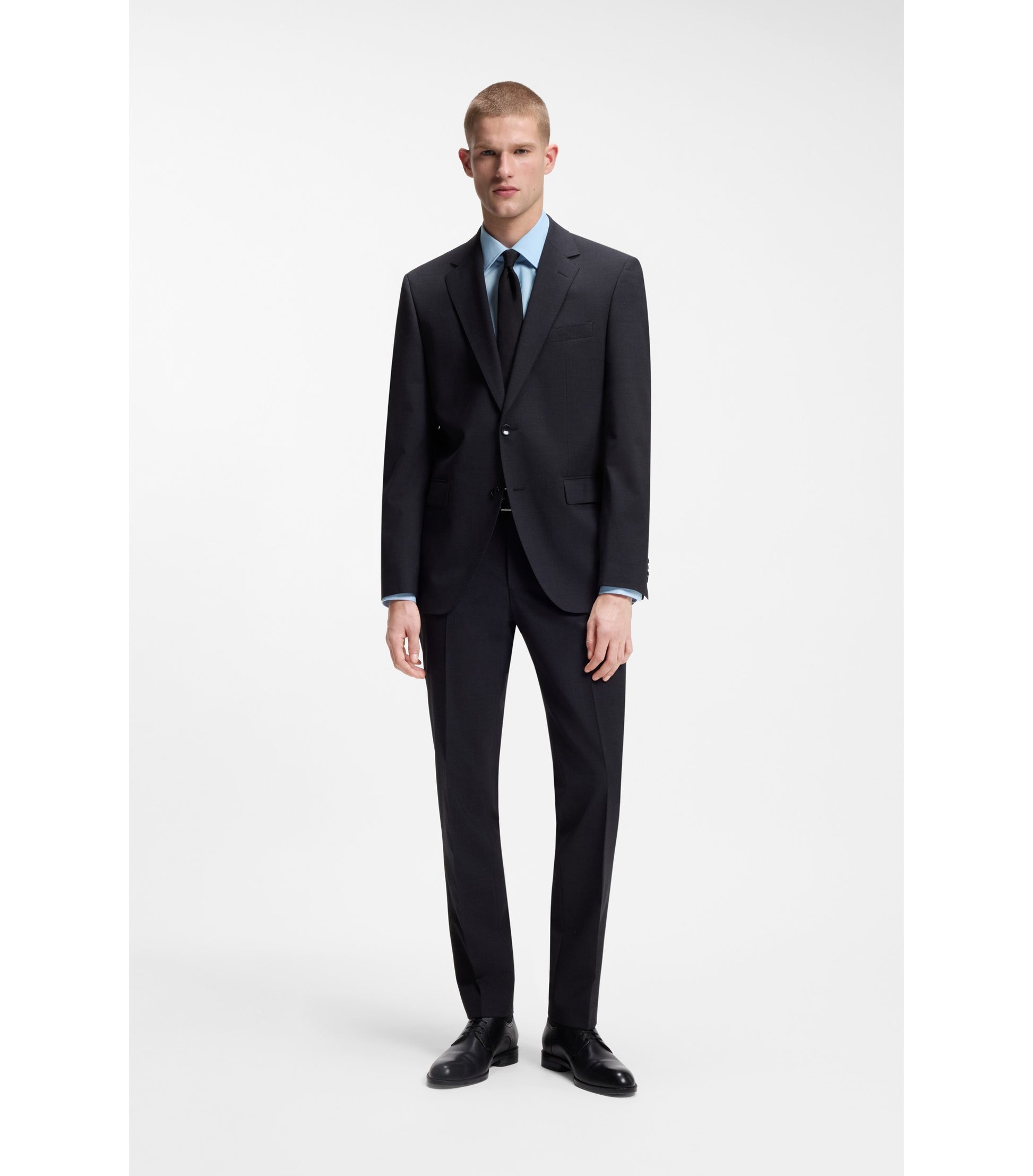 Regular-fit shirt in easy-iron stretch-cotton poplin