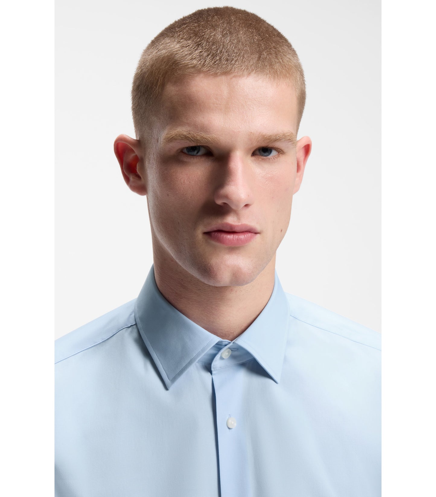 Regular-fit shirt in easy-iron stretch-cotton poplin