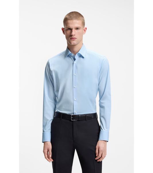 Regular-fit shirt in easy-iron stretch-cotton poplin