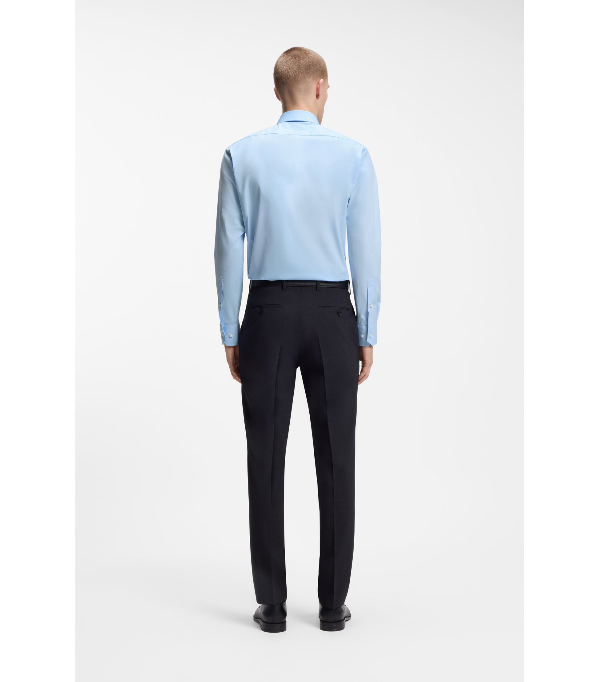 Regular-fit shirt in easy-iron stretch-cotton poplin