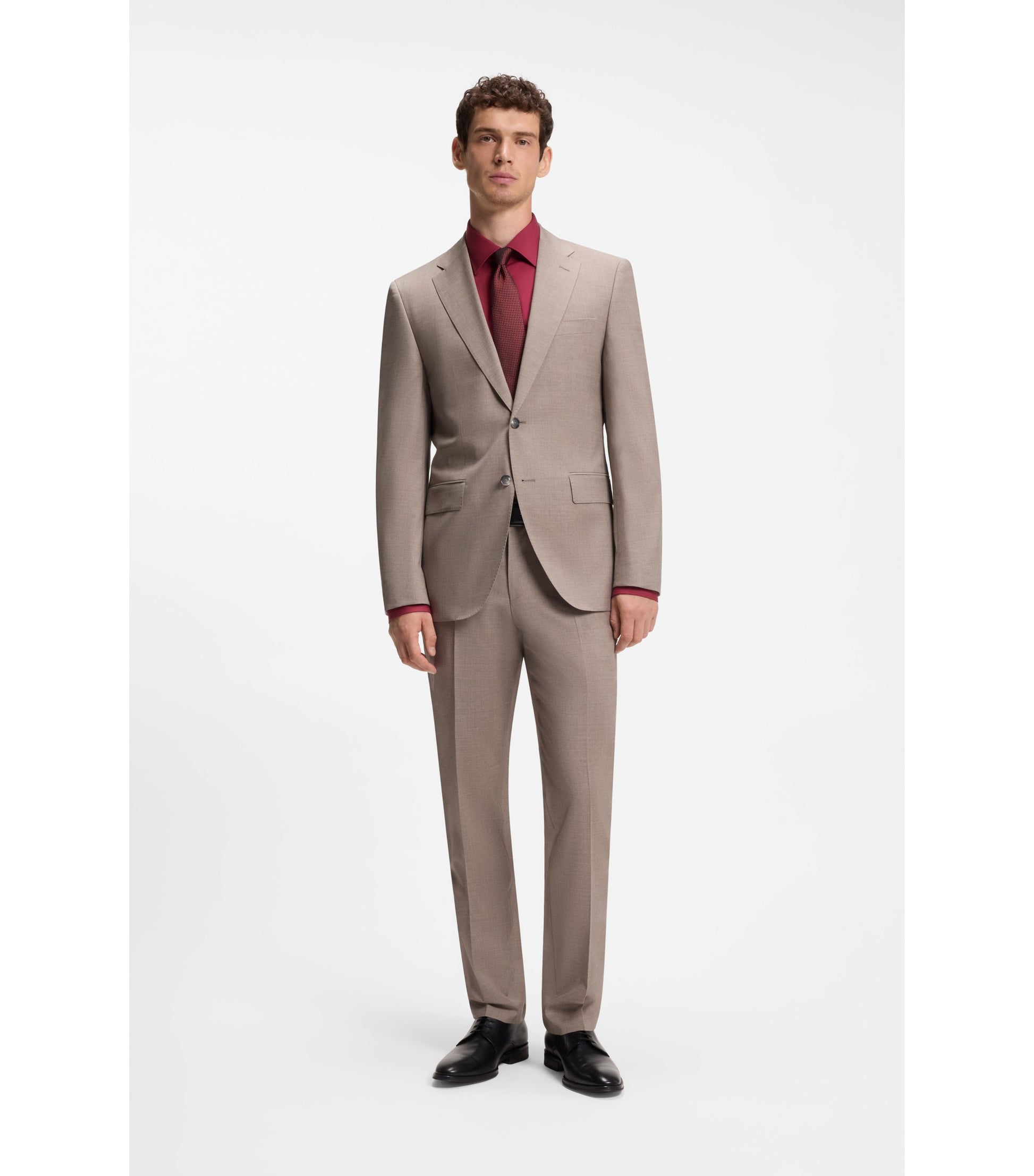 Regular-fit shirt in easy-iron stretch-cotton poplin