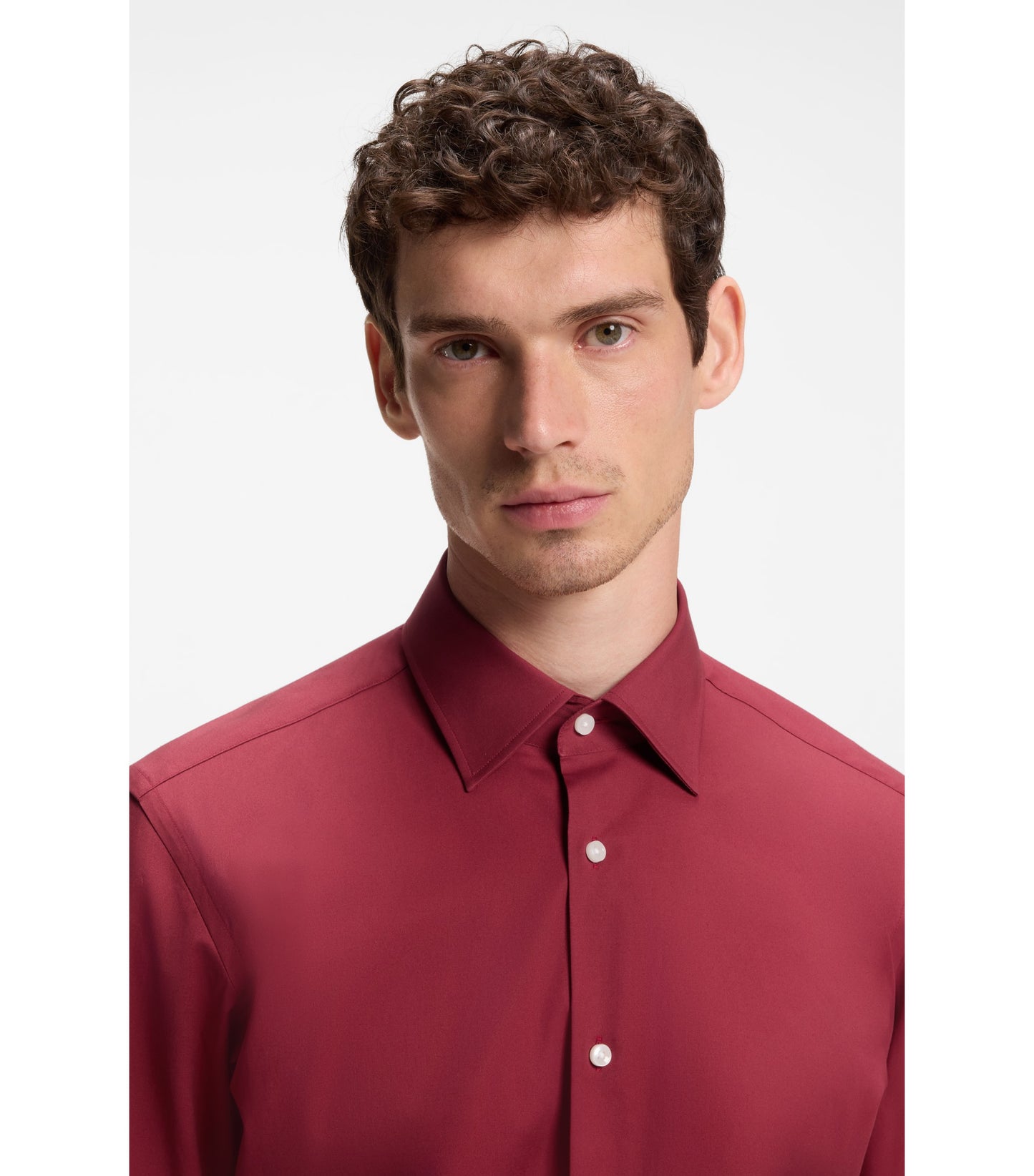 Regular-fit shirt in easy-iron stretch-cotton poplin
