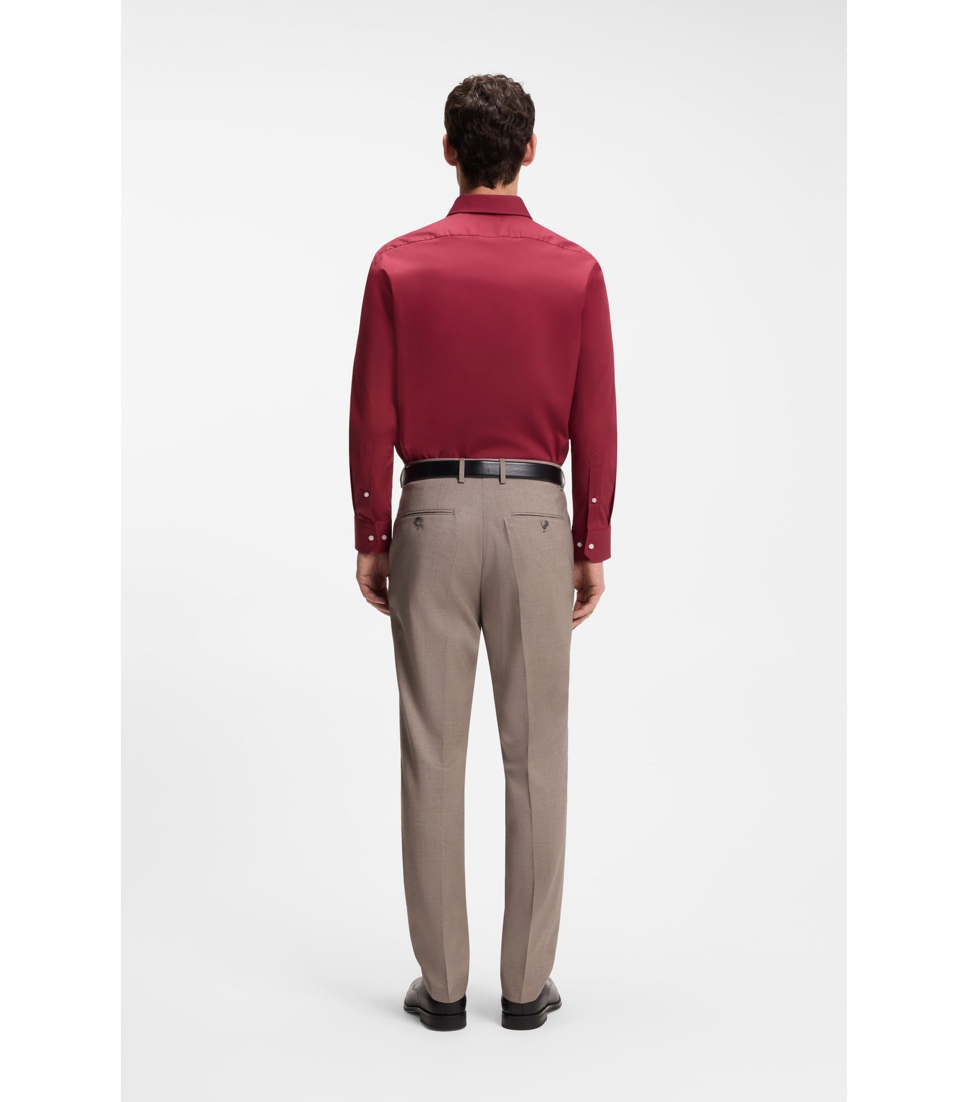 Regular-fit shirt in easy-iron stretch-cotton poplin