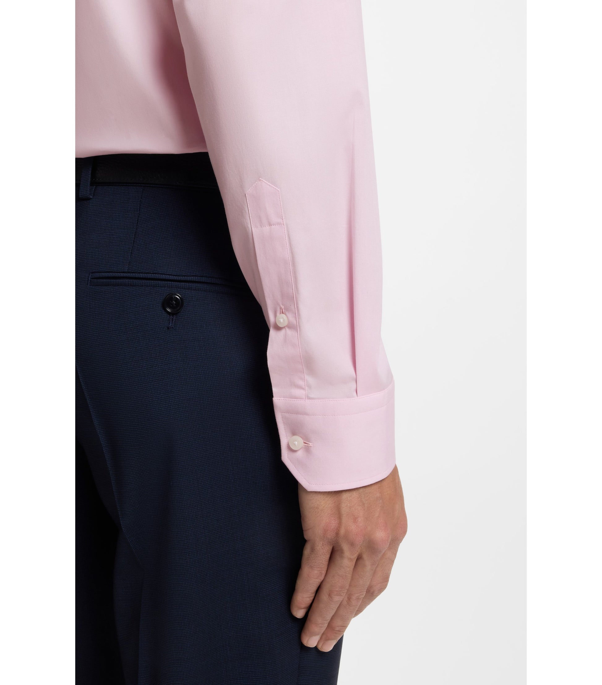 Regular-fit shirt in easy-iron stretch-cotton poplin