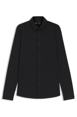 Slim-fit shirt in a performance-stretch cotton blend