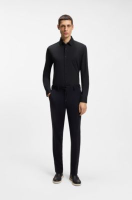 Slim-fit shirt in a performance-stretch cotton blend