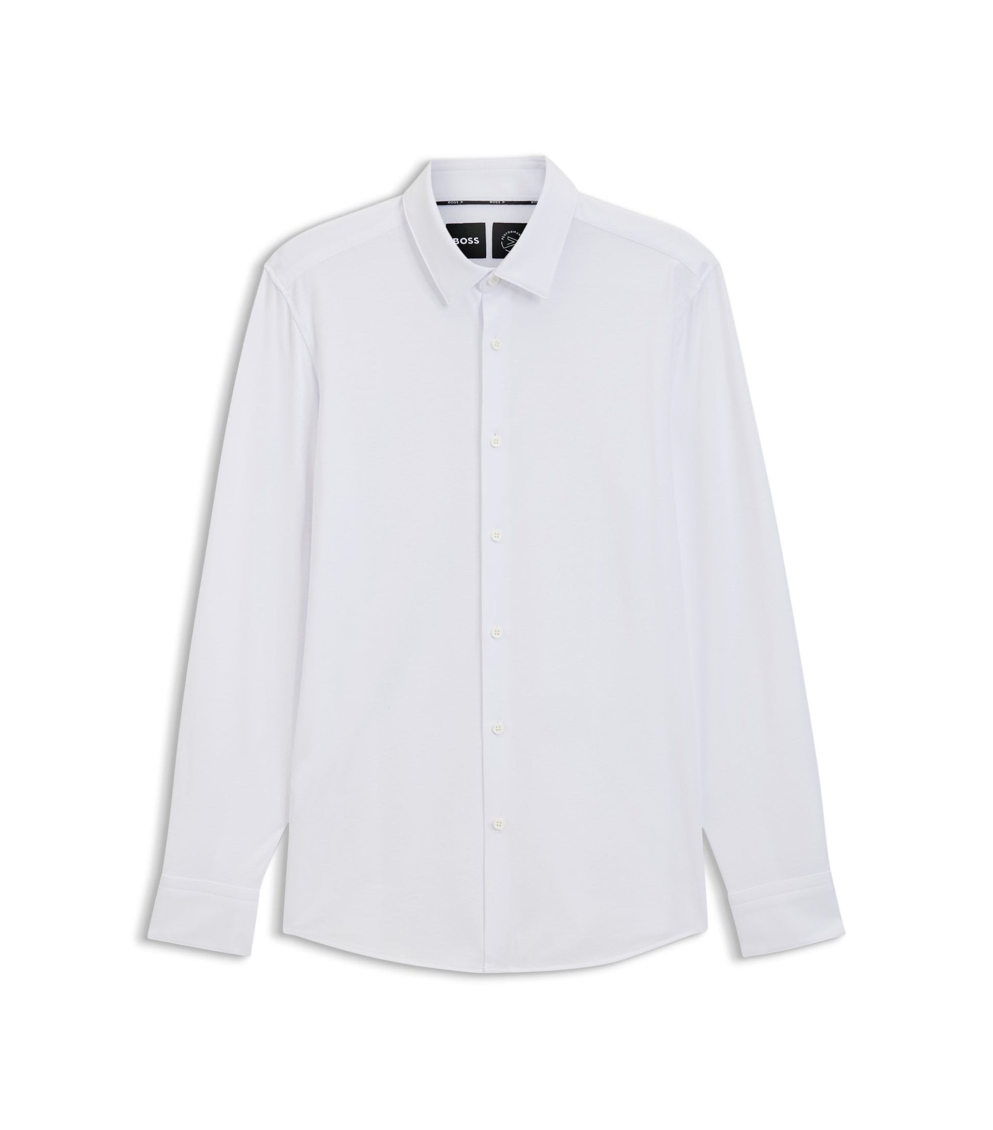 Slim-fit shirt in a performance-stretch cotton blend