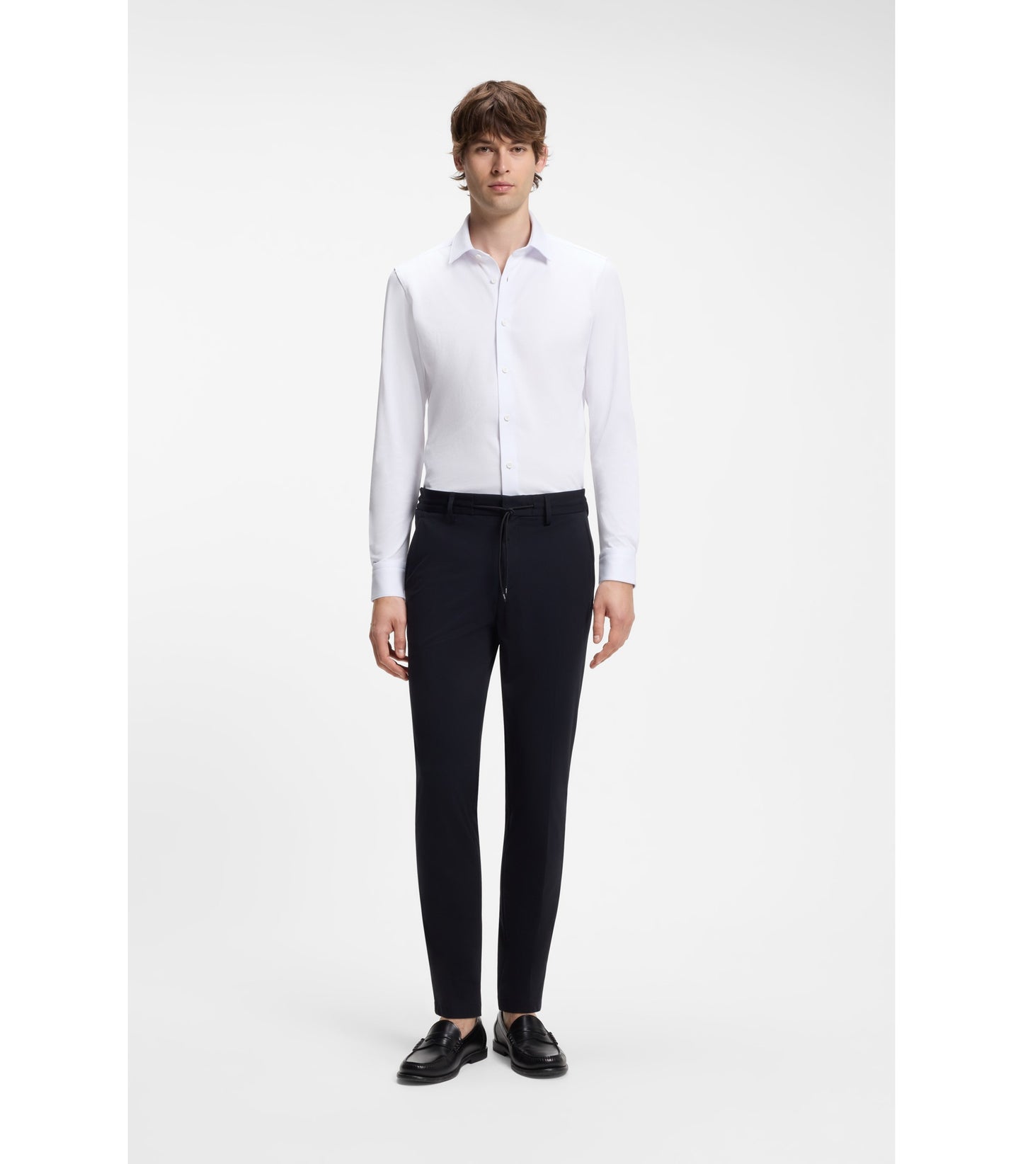 Slim-fit shirt in a performance-stretch cotton blend