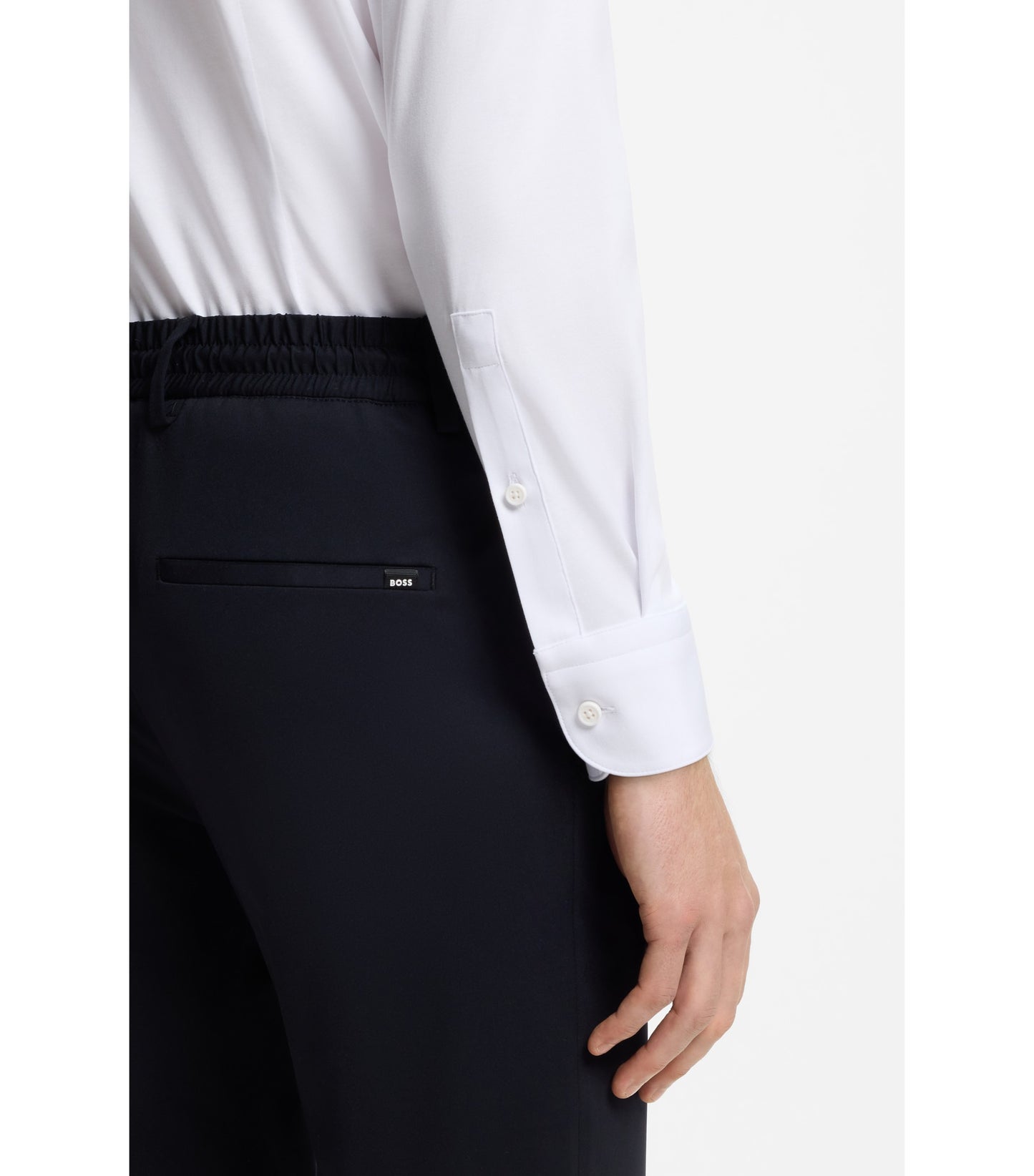 Slim-fit shirt in a performance-stretch cotton blend