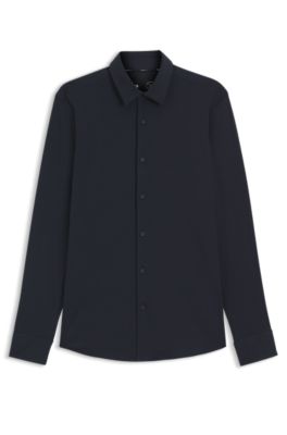 Slim-fit shirt in a performance-stretch cotton blend