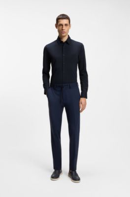 Slim-fit shirt in a performance-stretch cotton blend
