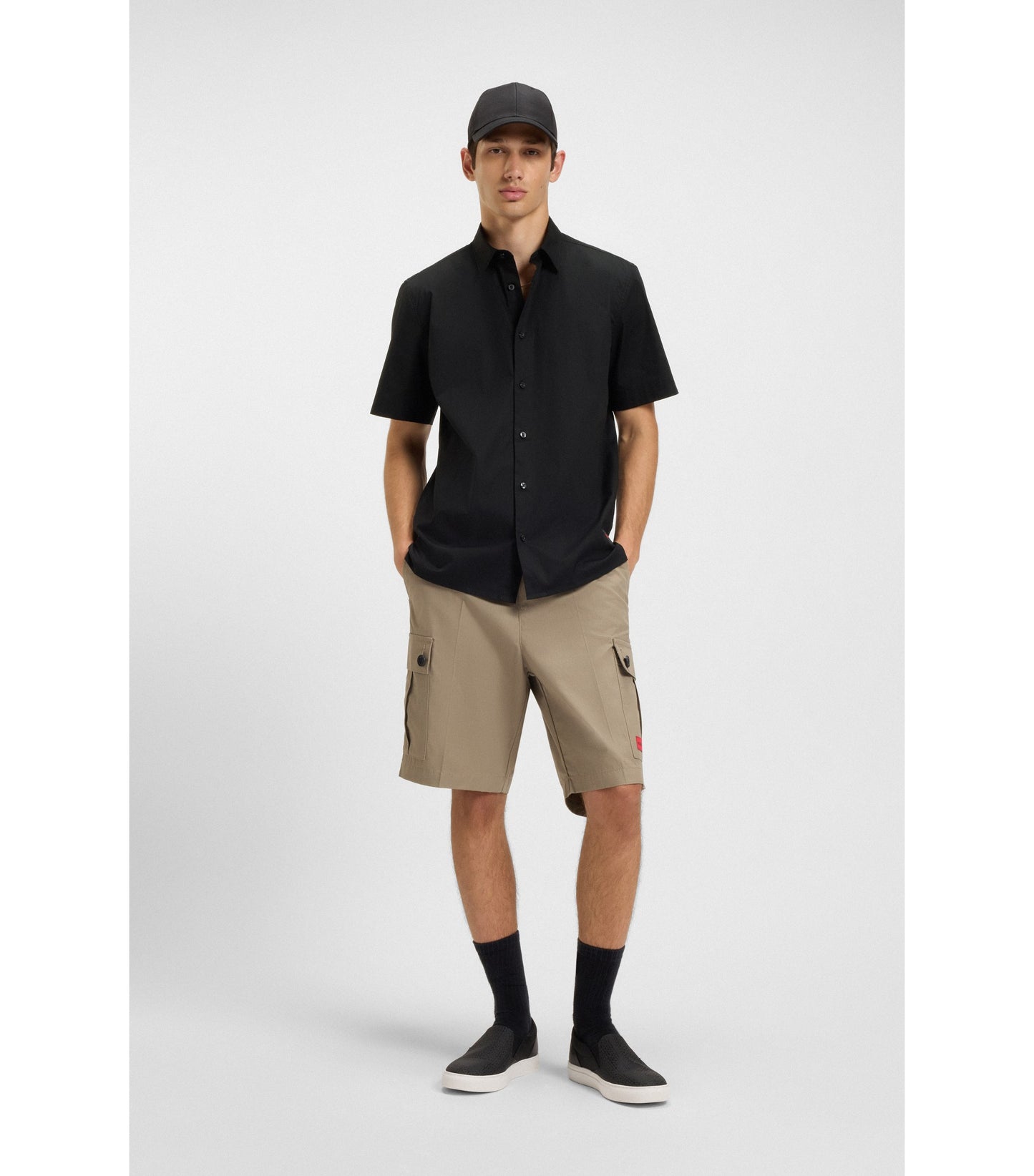 Relaxed-fit shirt in stretch-cotton canvas