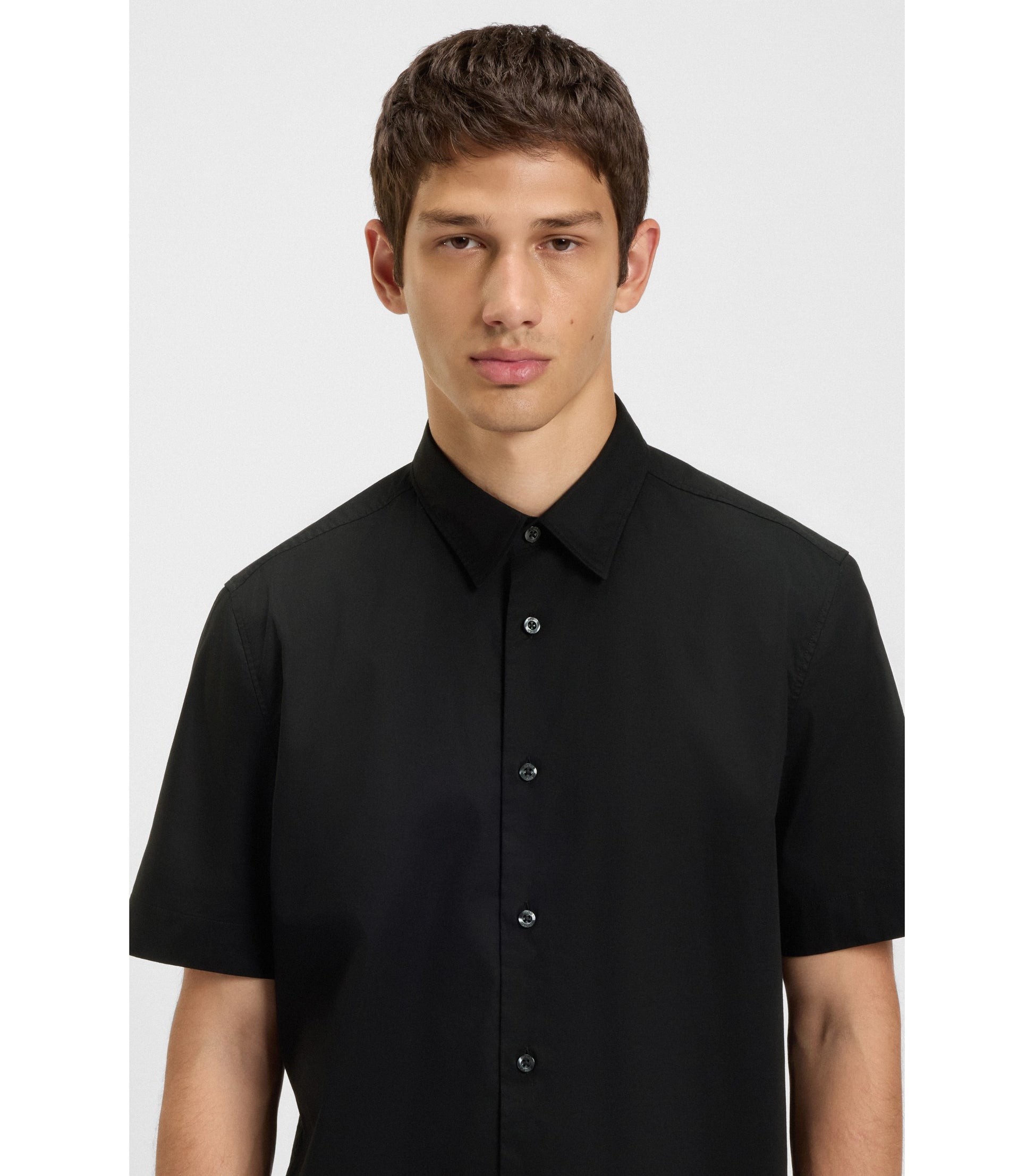 Relaxed-fit shirt in stretch-cotton canvas