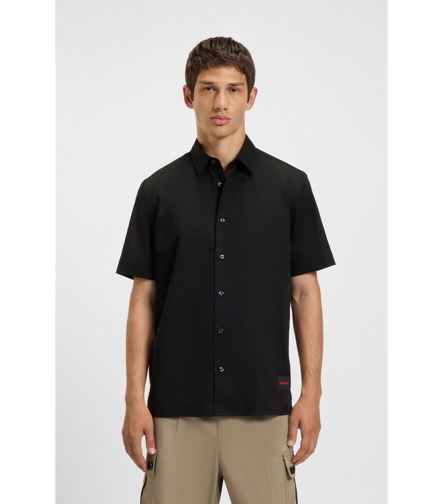 Relaxed-fit shirt in stretch-cotton canvas