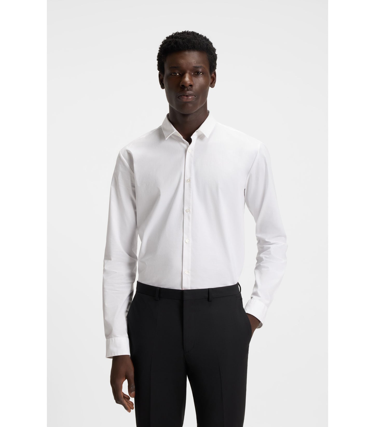 Extra-slim-fit shirt in stretch-cotton canvas