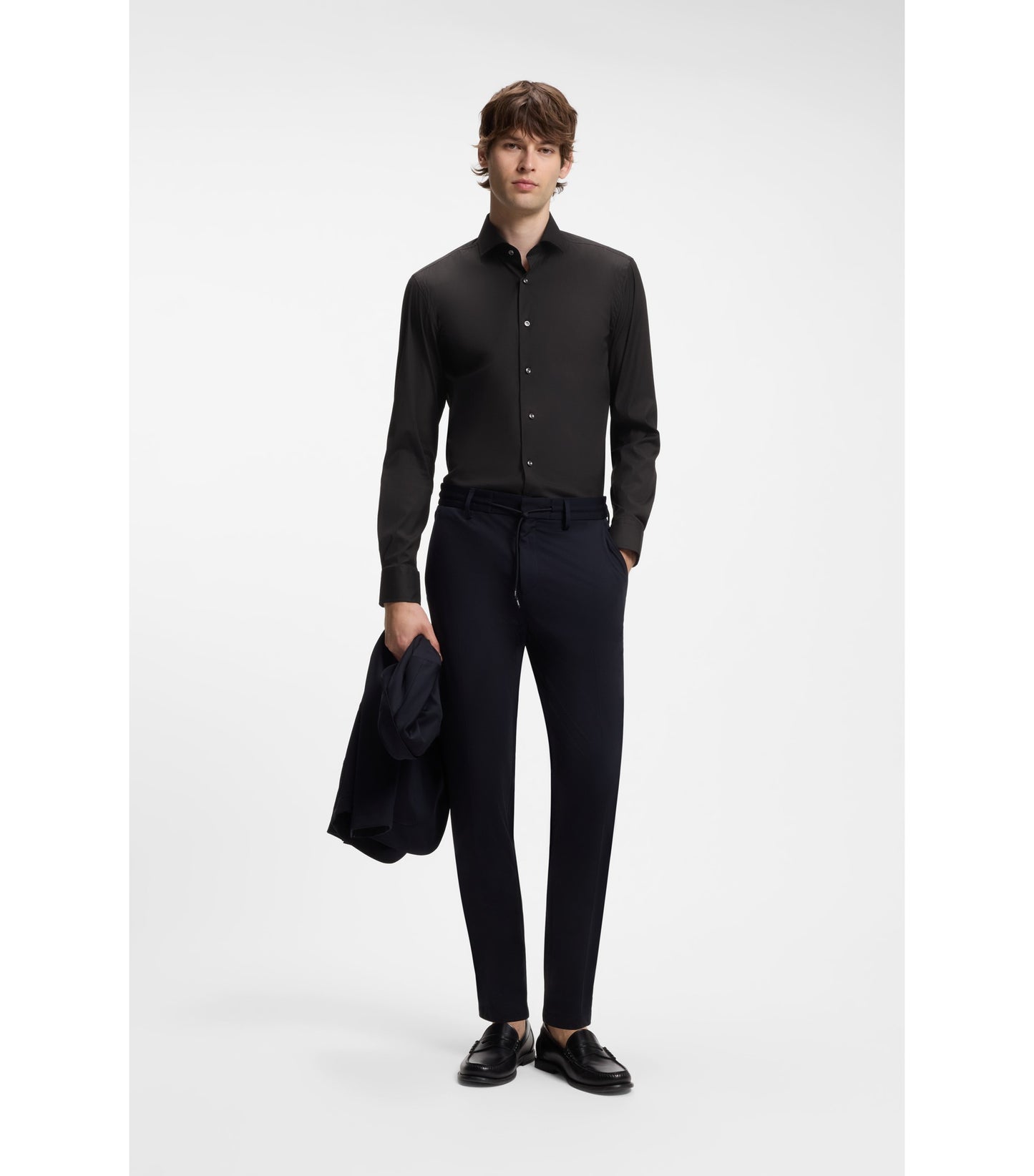 Slim-fit shirt in easy-iron cotton-blend poplin