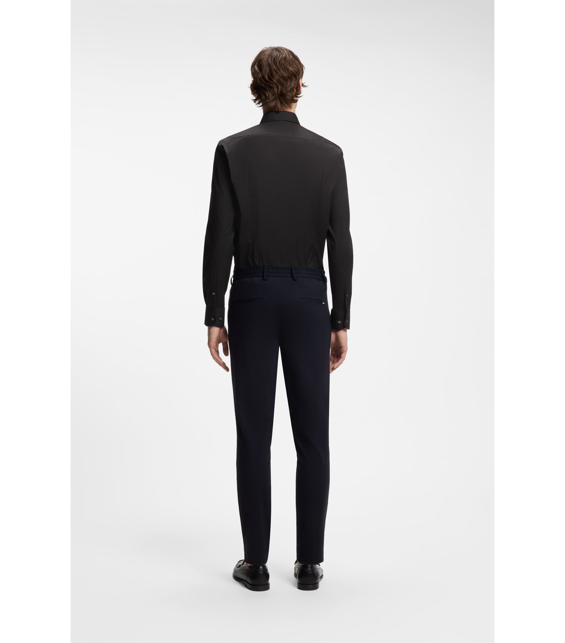 Slim-fit shirt in easy-iron cotton-blend poplin