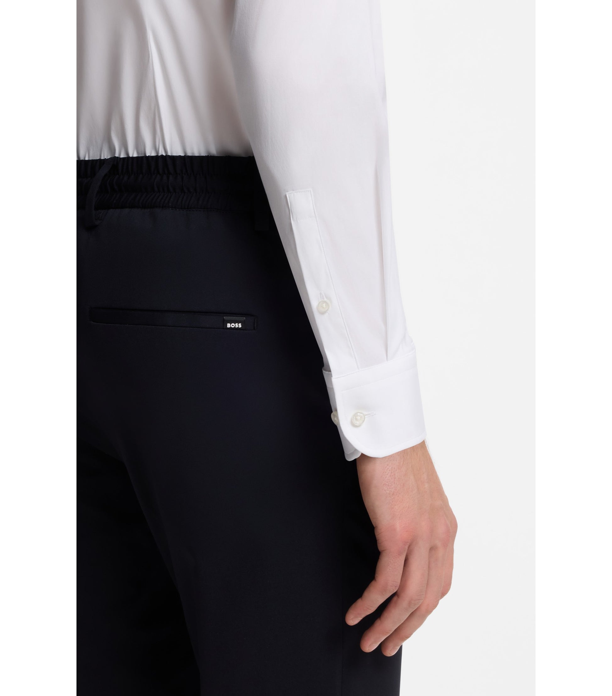 Slim-fit shirt in easy-iron cotton-blend poplin