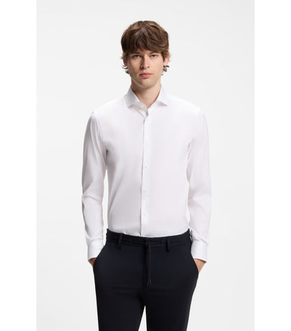 Slim-fit shirt in easy-iron cotton-blend poplin