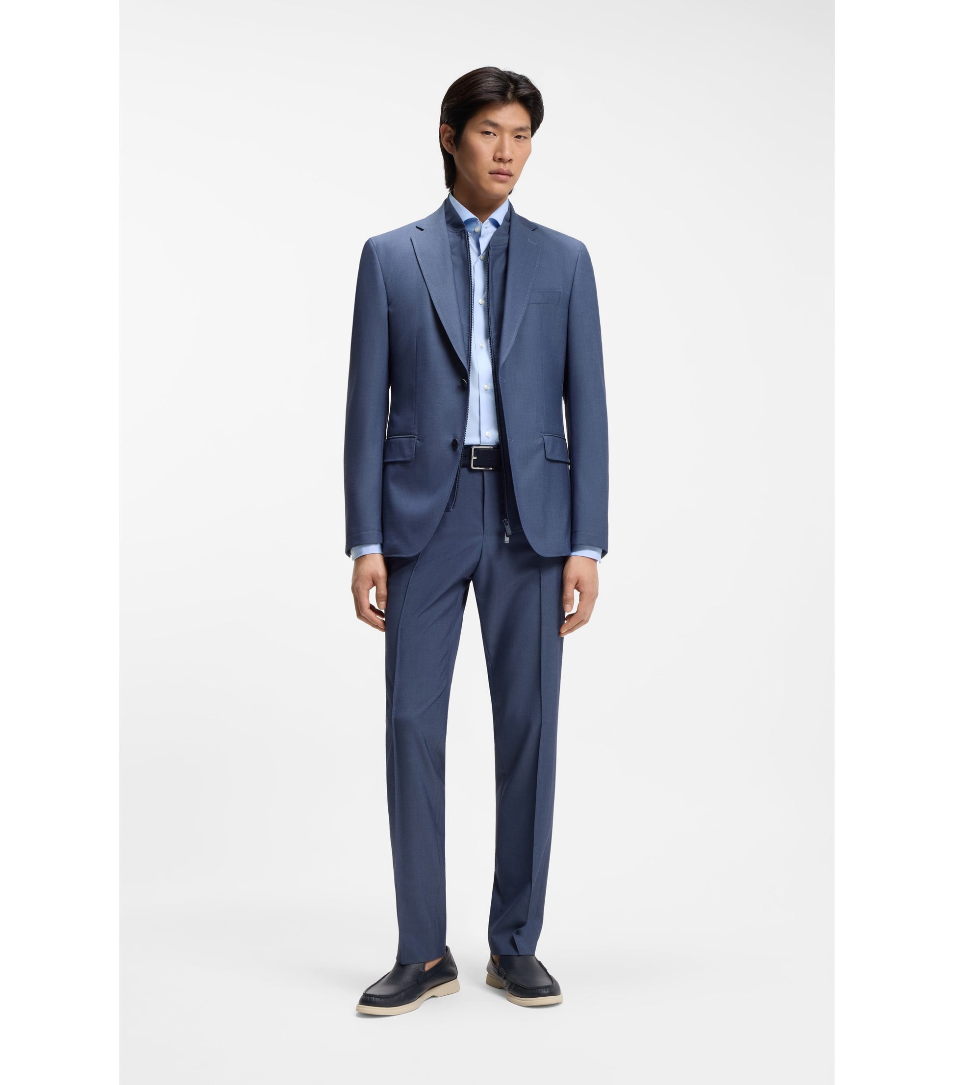 Slim-fit shirt in easy-iron cotton-blend poplin