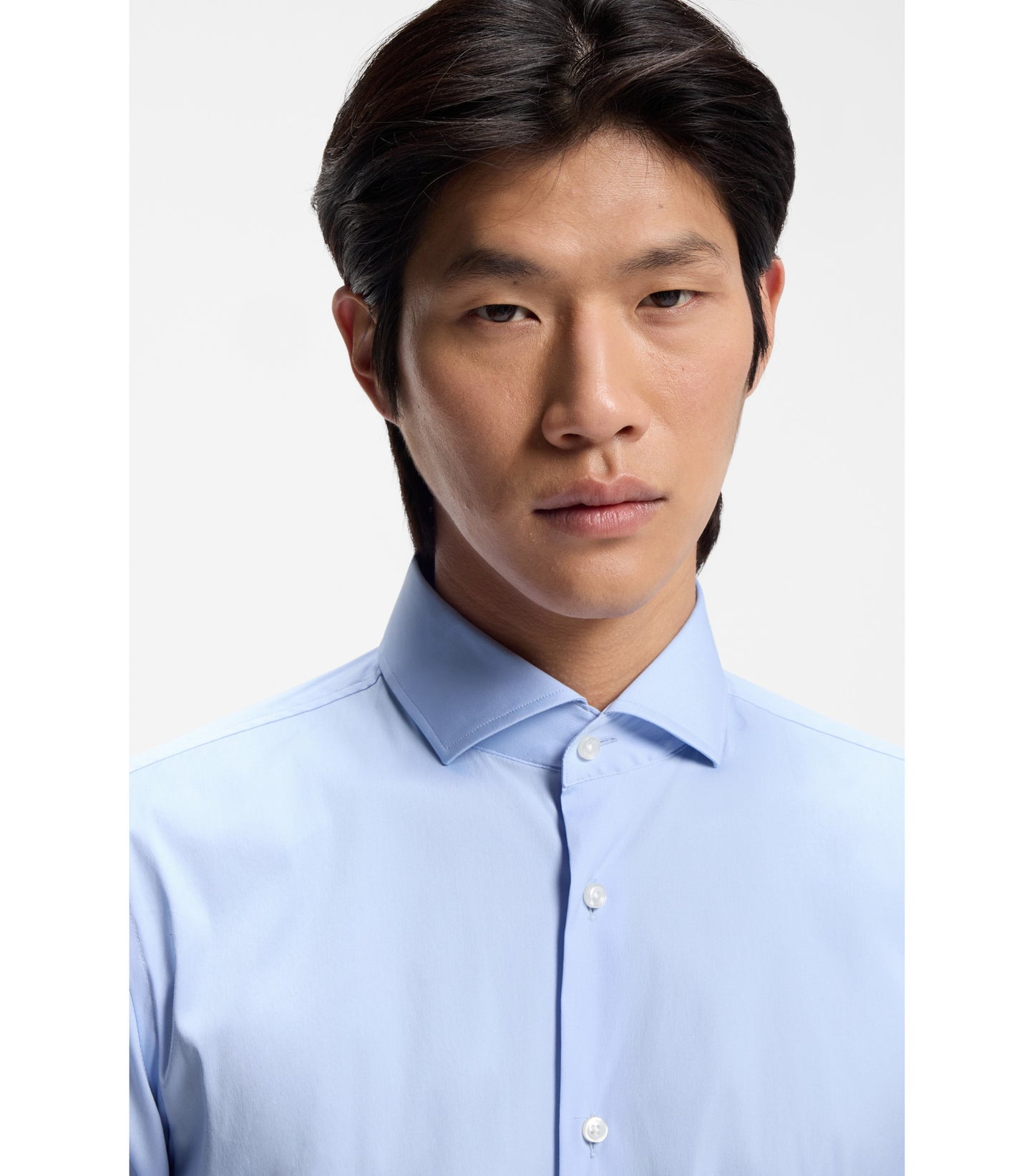 Slim-fit shirt in easy-iron cotton-blend poplin
