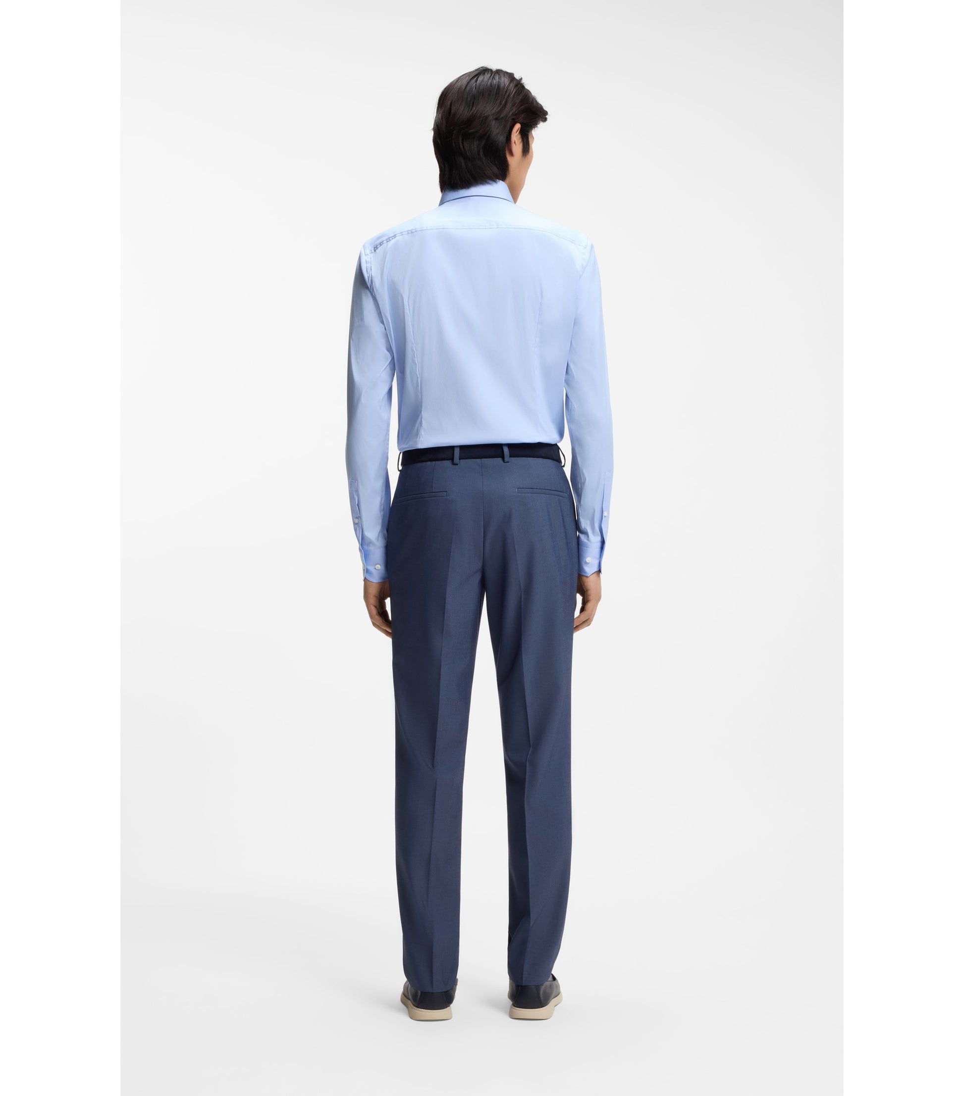 Slim-fit shirt in easy-iron cotton-blend poplin