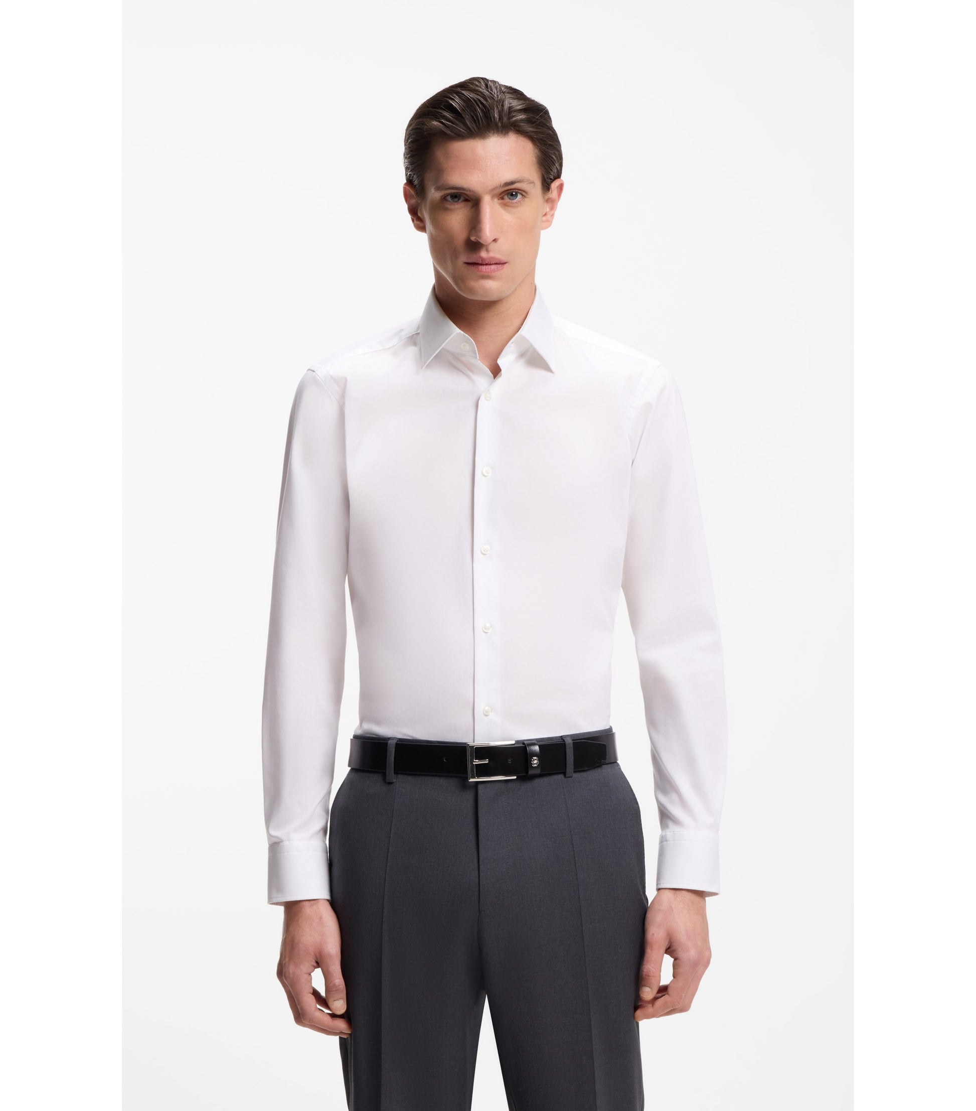 Regular-fit shirt in easy-iron cotton poplin