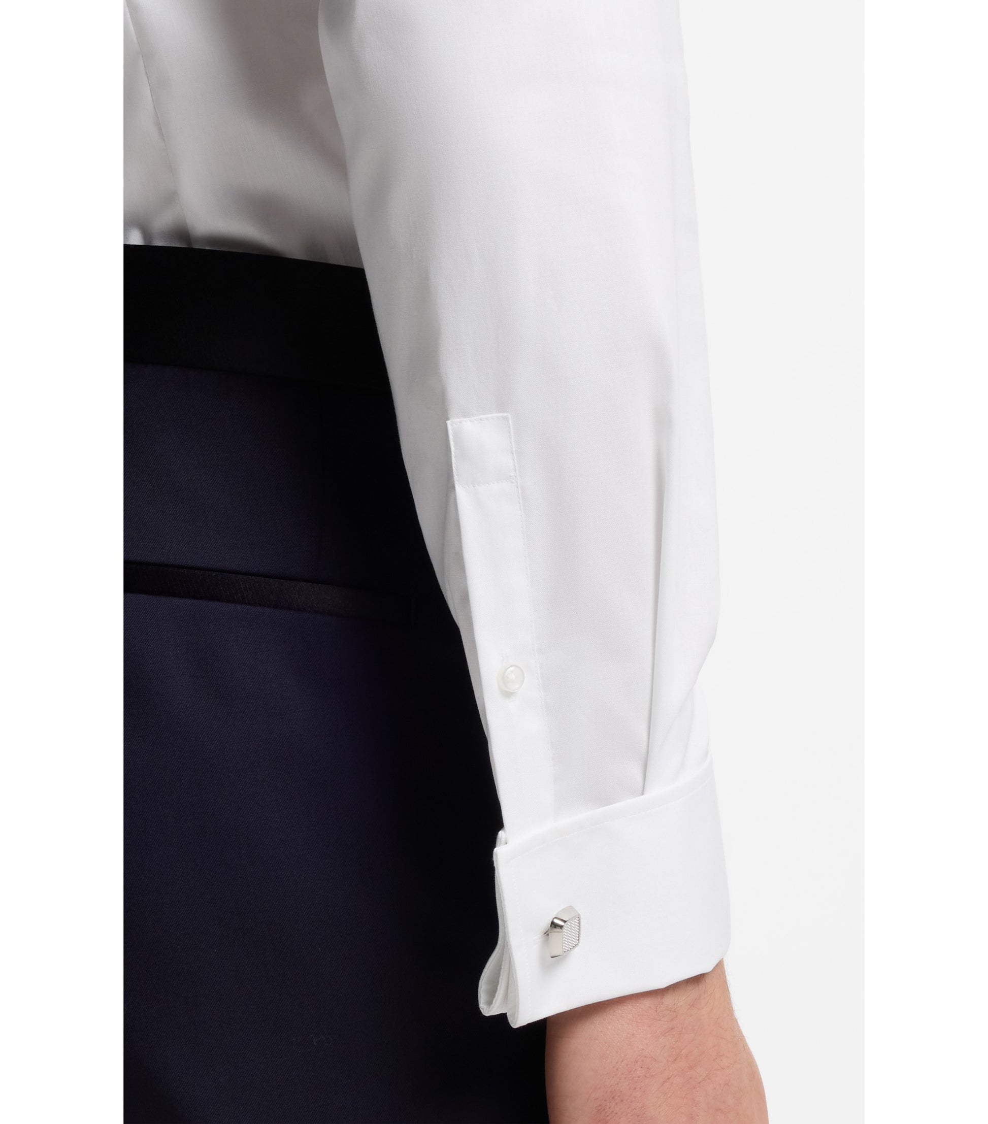Slim-fit dress shirt in easy-iron stretch cotton
