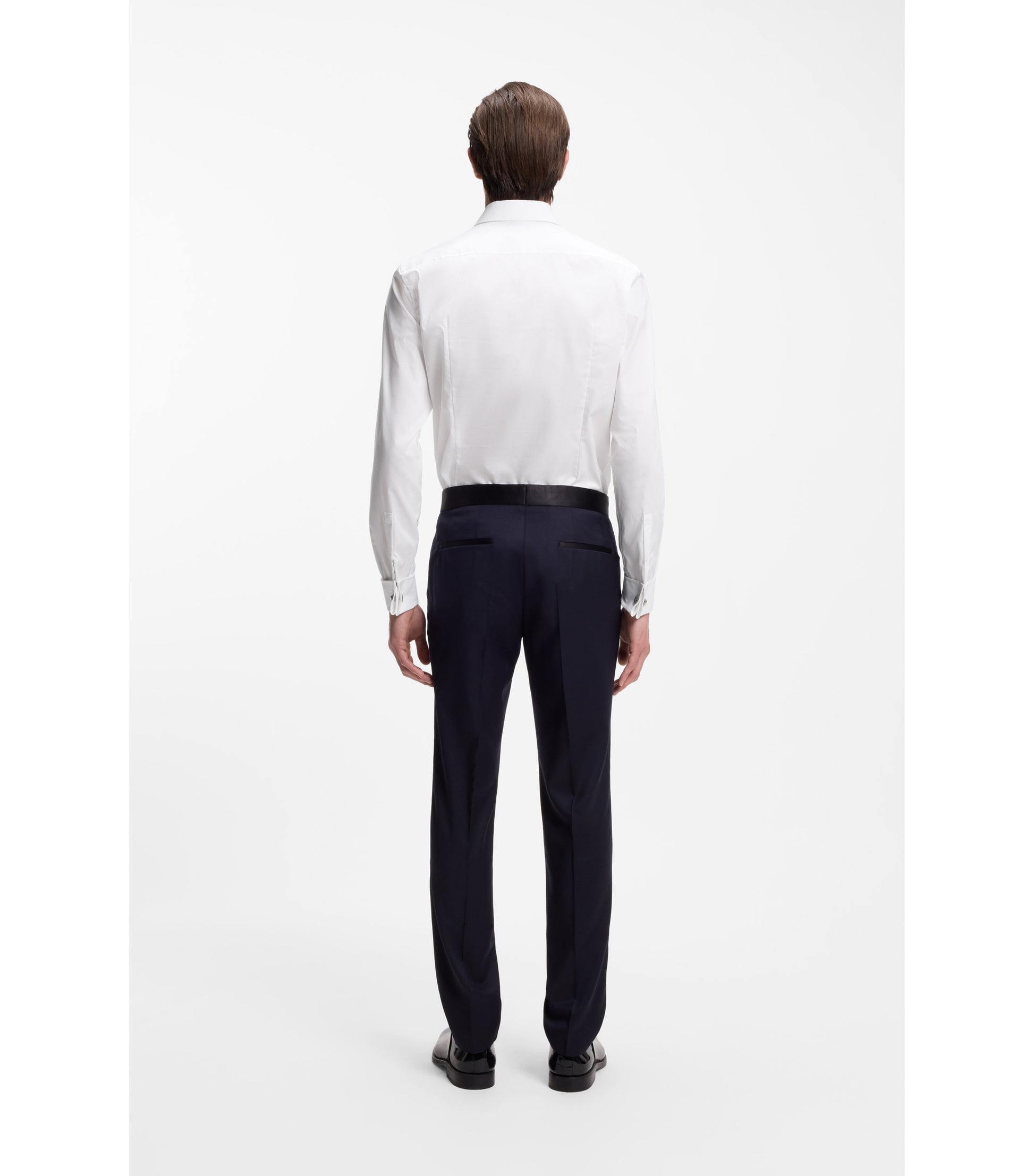 Slim-fit dress shirt in easy-iron stretch cotton