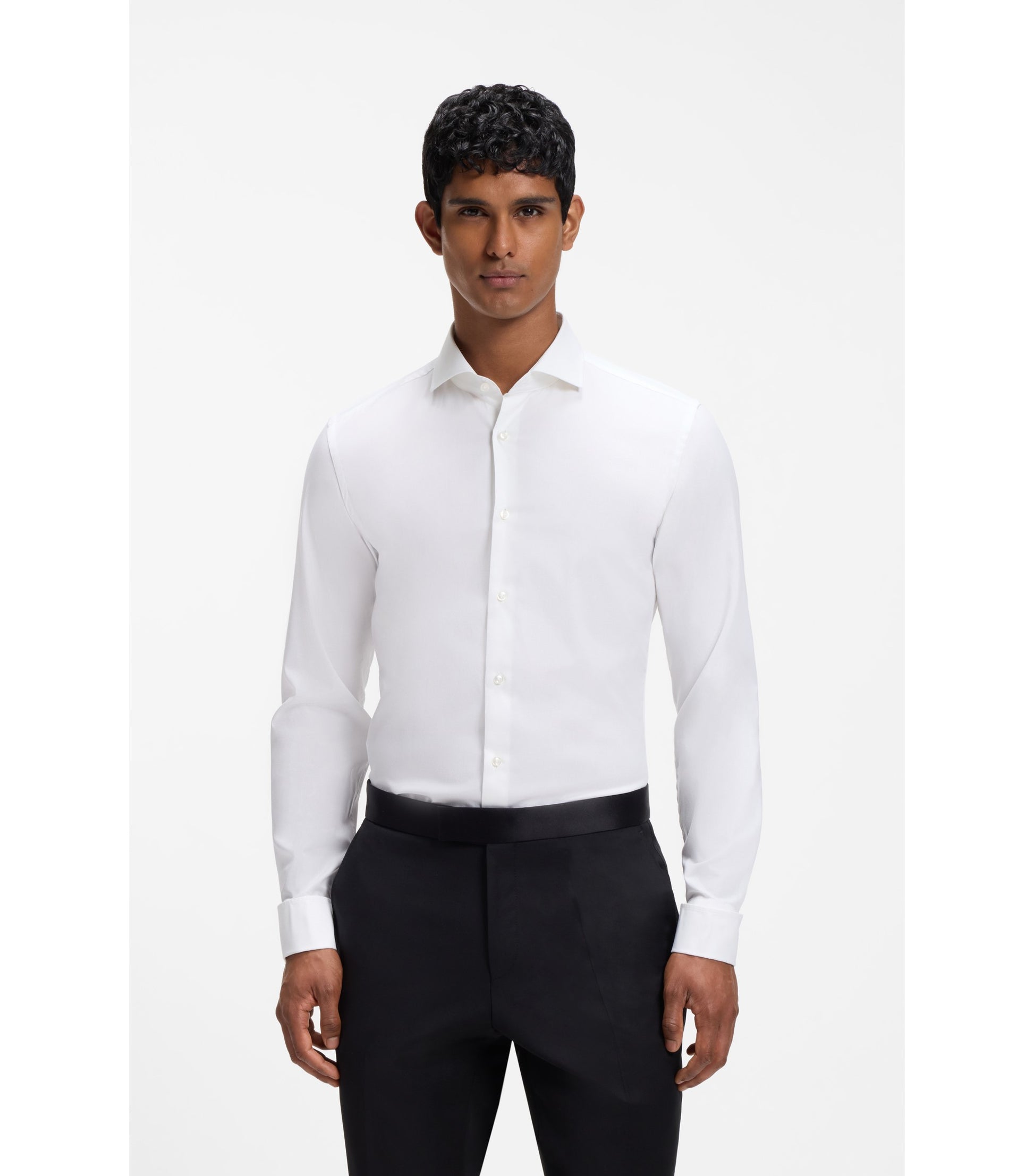 Slim-fit shirt in stretch-cotton twill