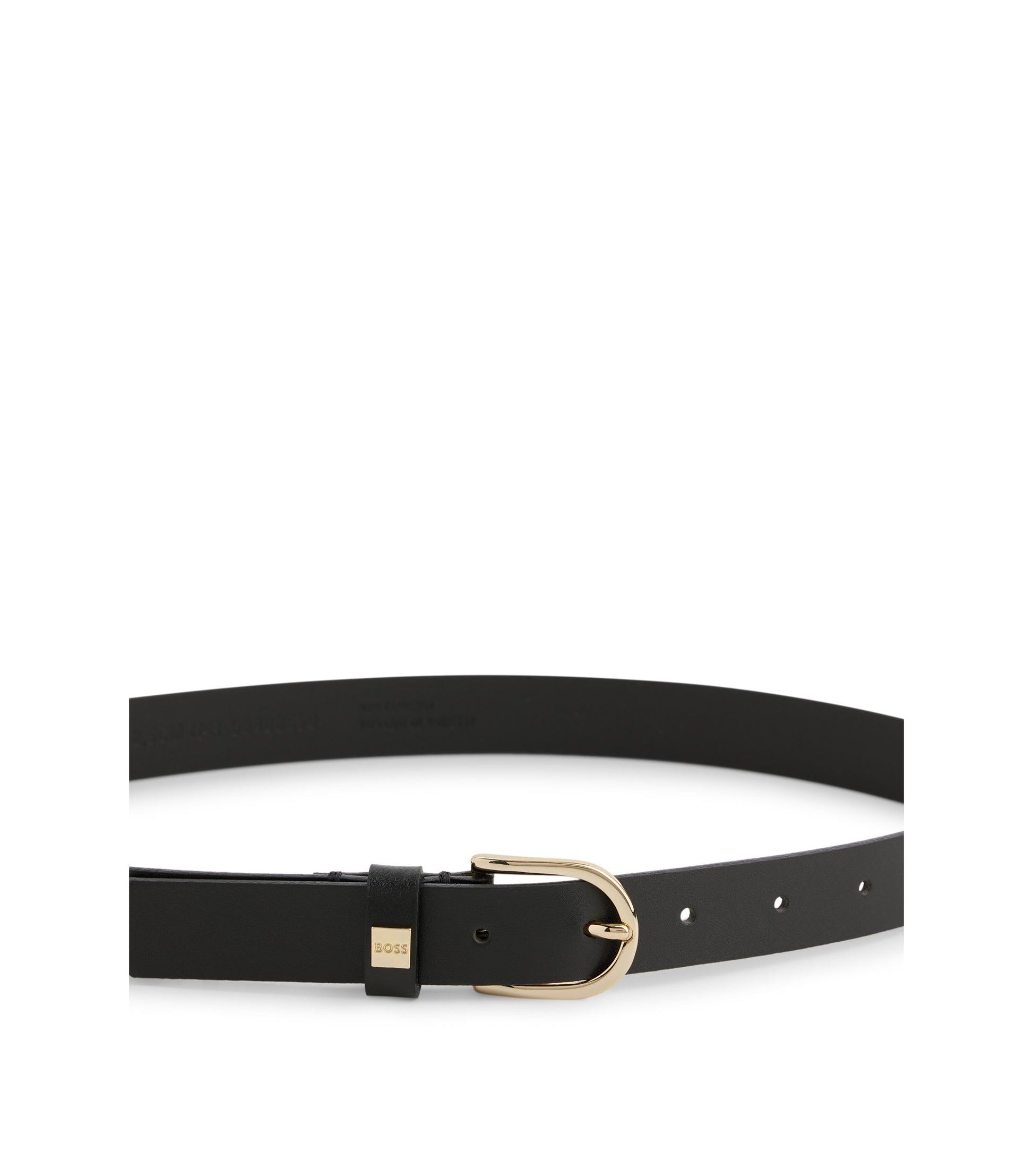 Italian-leather belt with gold-tone buckle