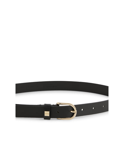 Italian-leather belt with gold-tone buckle