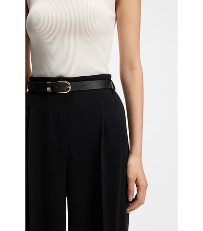 Italian-leather belt with gold-tone buckle