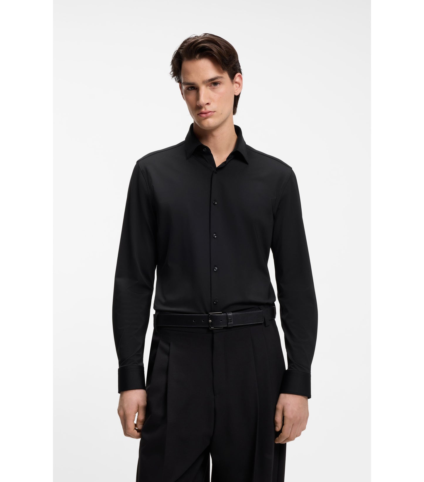 Slim-fit shirt in performance-stretch jersey