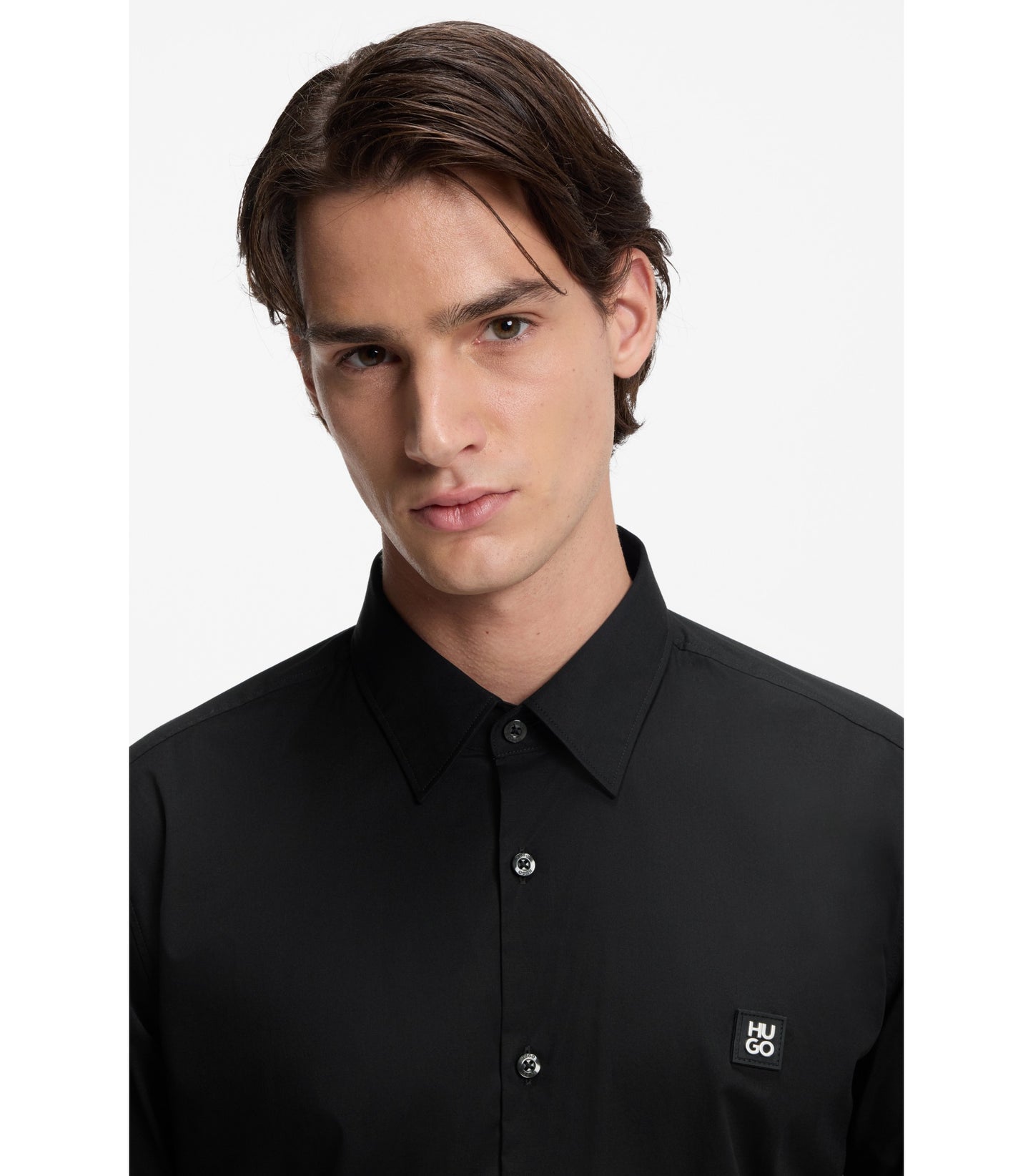 Slim-fit shirt in stretch-cotton canvas