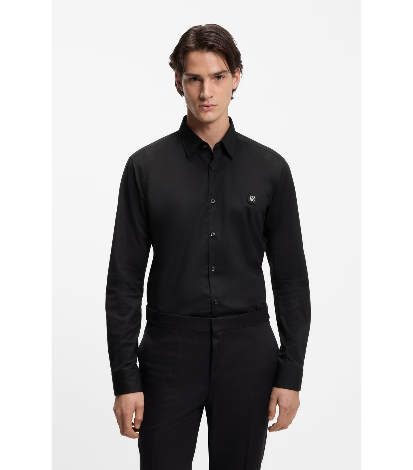 Slim-fit shirt in stretch-cotton canvas
