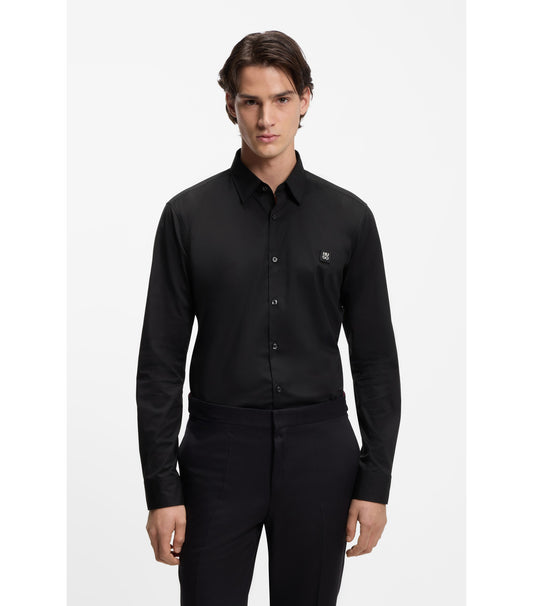 Slim-fit shirt in stretch-cotton canvas