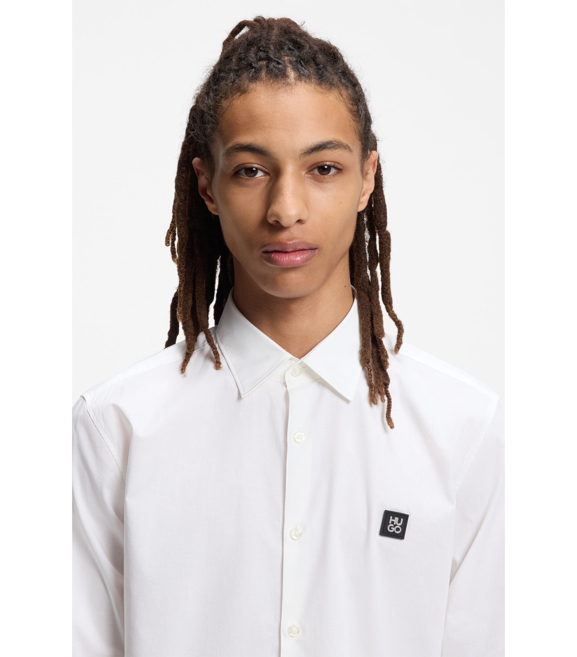 Slim-fit shirt in stretch-cotton canvas