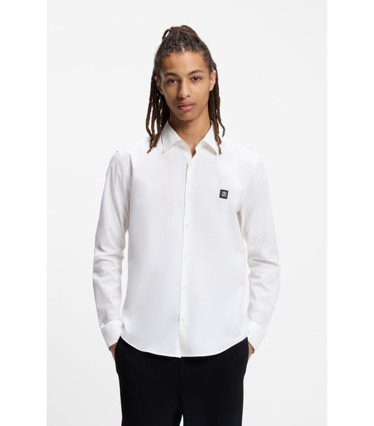 Slim-fit shirt in stretch-cotton canvas